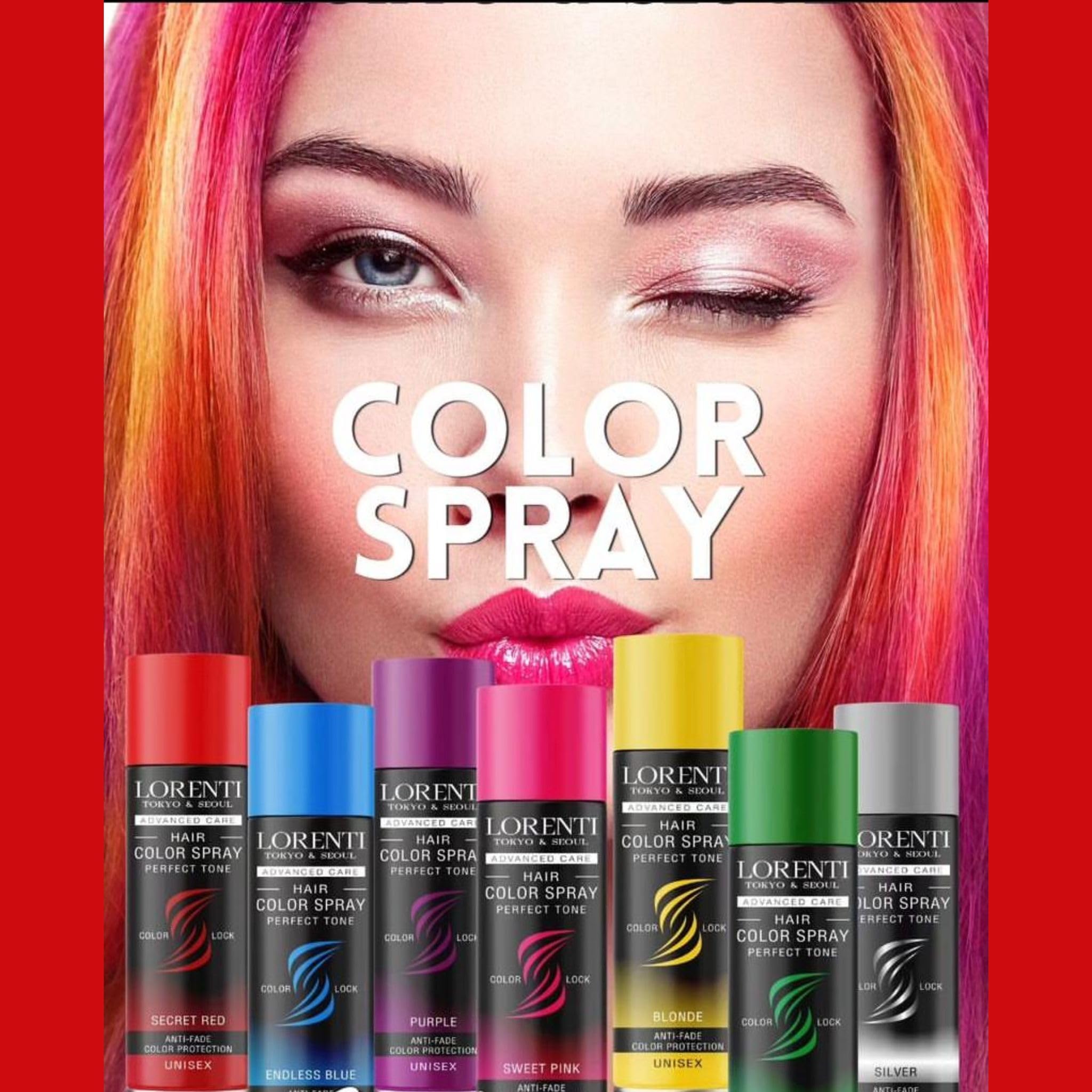 LORENTI TOKYO & SEOUL Color lakier do włosów Secret Red – 150 ml – farba do włosów do przebierania i makijażu na karnawał, Halloween i imprezę tematyczną – farba do włosów zmywalna – Color Hair Spray