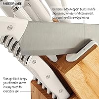 Vista 7 de Farberware Edgekeeper - Juego de bloque de cuchillos triple remachado con afilador integrado, 14 piezas, color blanco