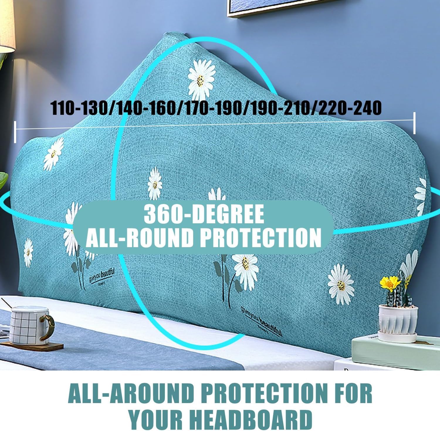 Bed Headboard Cover Queen Size High Elastic Special-Shaped Bed Headboard Cover Washable Bed Headboard Slipcover Dustproof Protector Cover for Bedroom Headboard,U,190/210cm