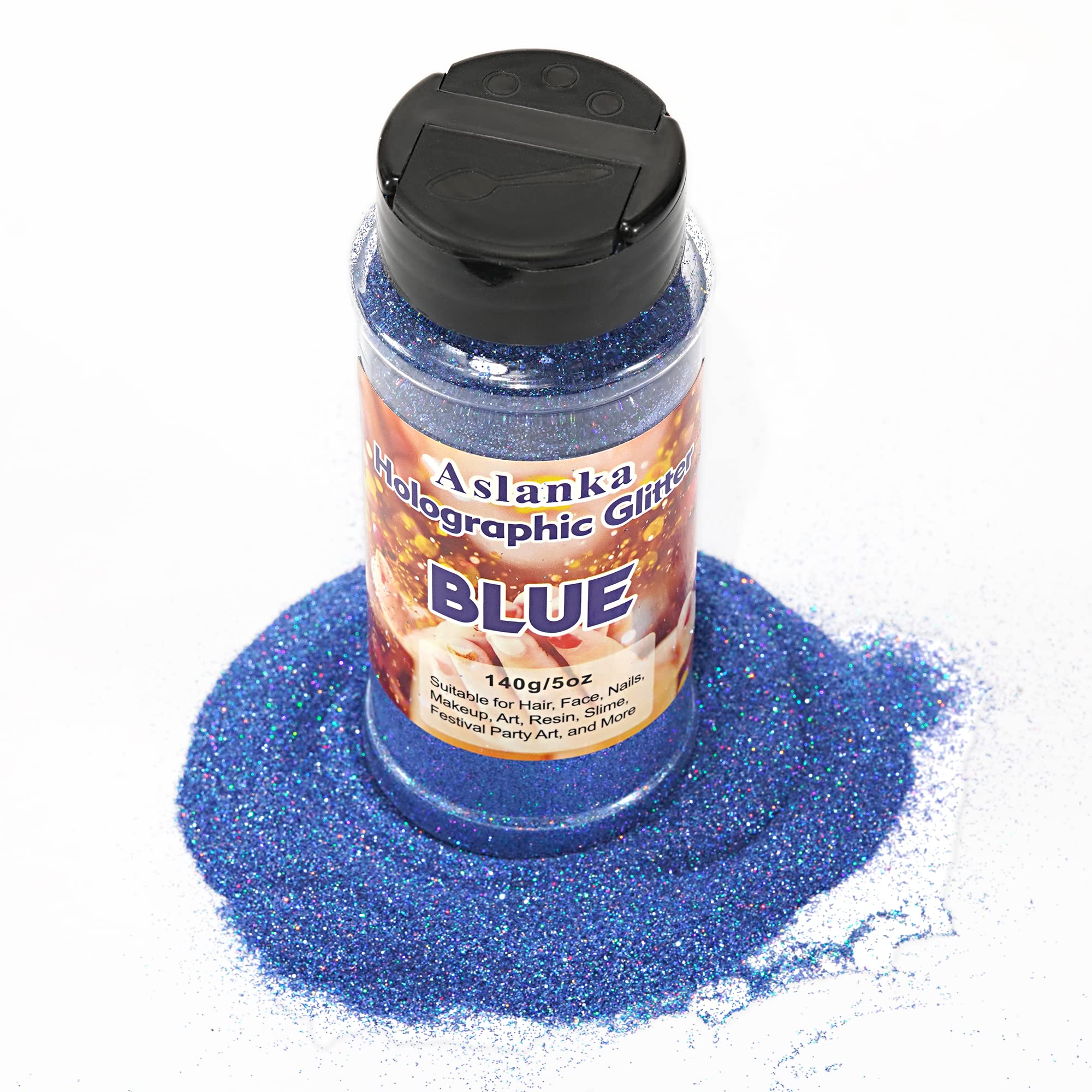 140g Purpurina Manualidades, Azul Botes de Purpurina, Brillantina Manualidades para Maquillaje y Manualidades, Cuerpo, Cabello Uñas y Arte