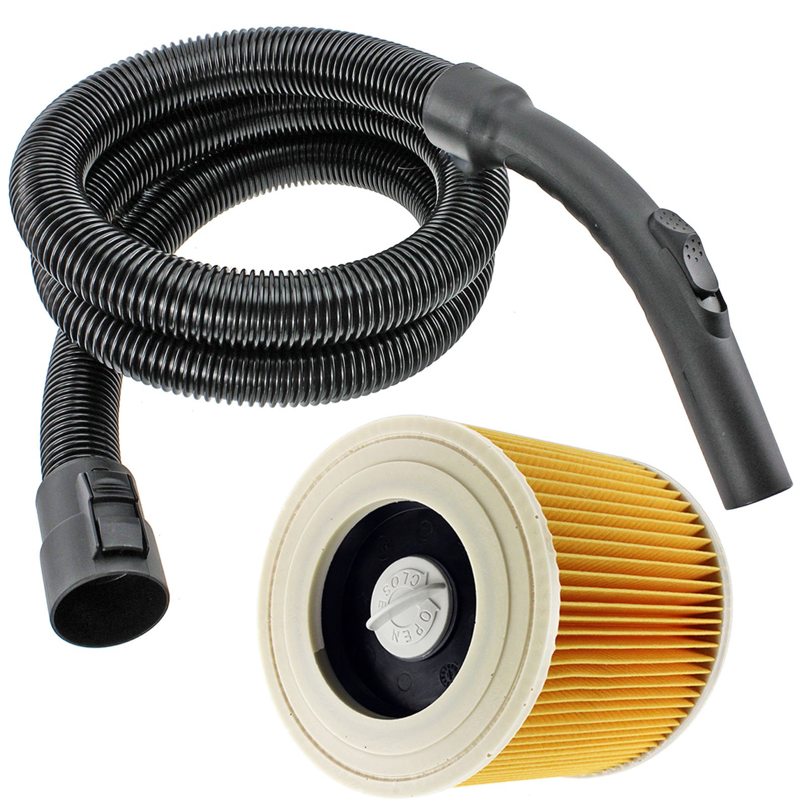 SPARES2GO Complete Pipe Hose Handle + Cartridge Filter for Karcher A2004 A2024PT A2054ME A2064PT MV2 MV3 WD2 WD3 Series Vacuum Cleaners