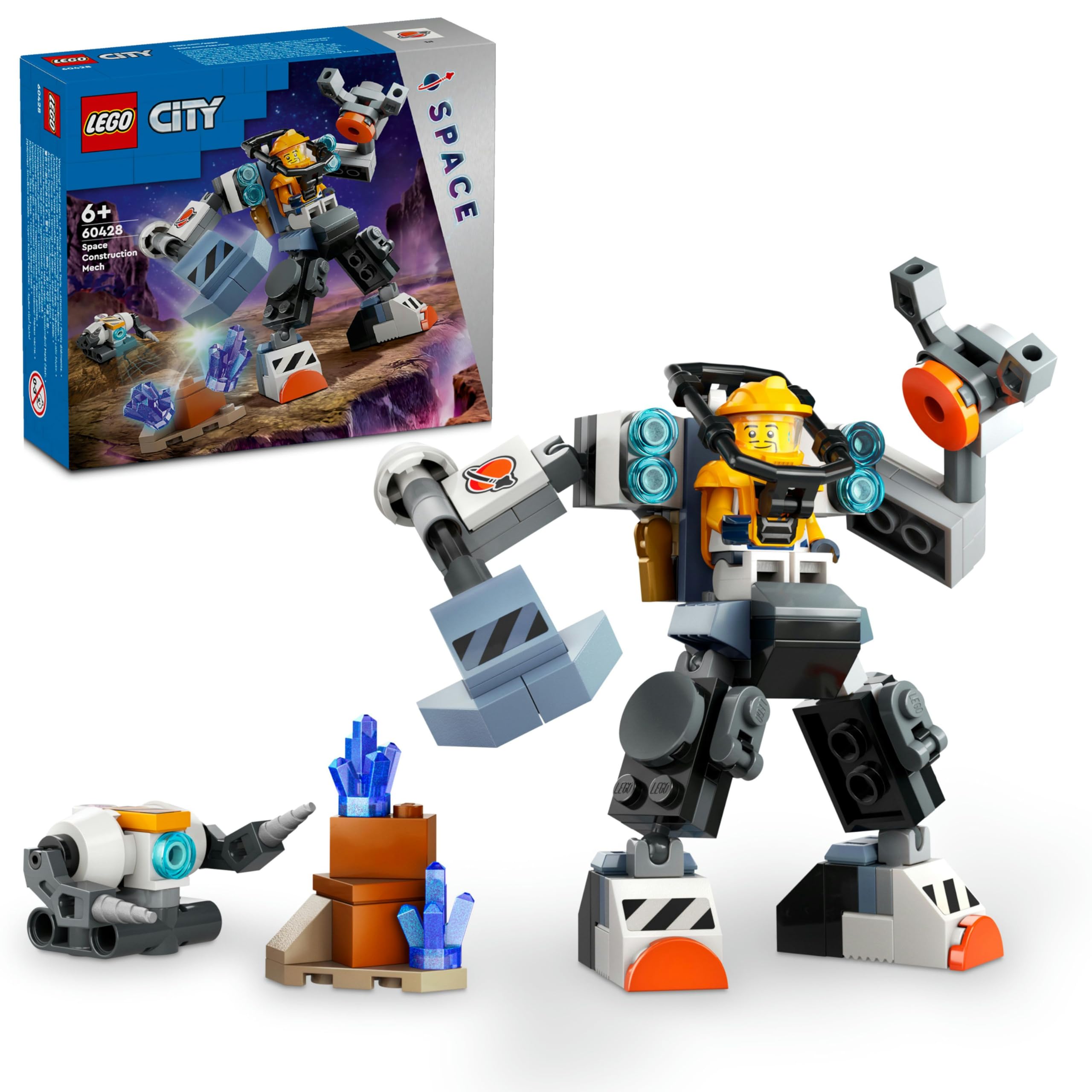 LEGO City Uzay İnşaat Robotu 60428-6 Yaş ve Üzeri Çocuklar için Uzay Aracı İçeren Yaratıcı Oyuncak Yapım Seti (140 Parça)