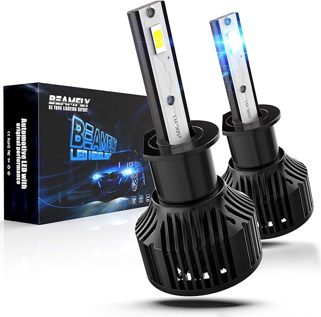 H1 LED Headlight Bulbs 12000LM, BEAMFLY Car Headlamp 12V 80W 6000K White