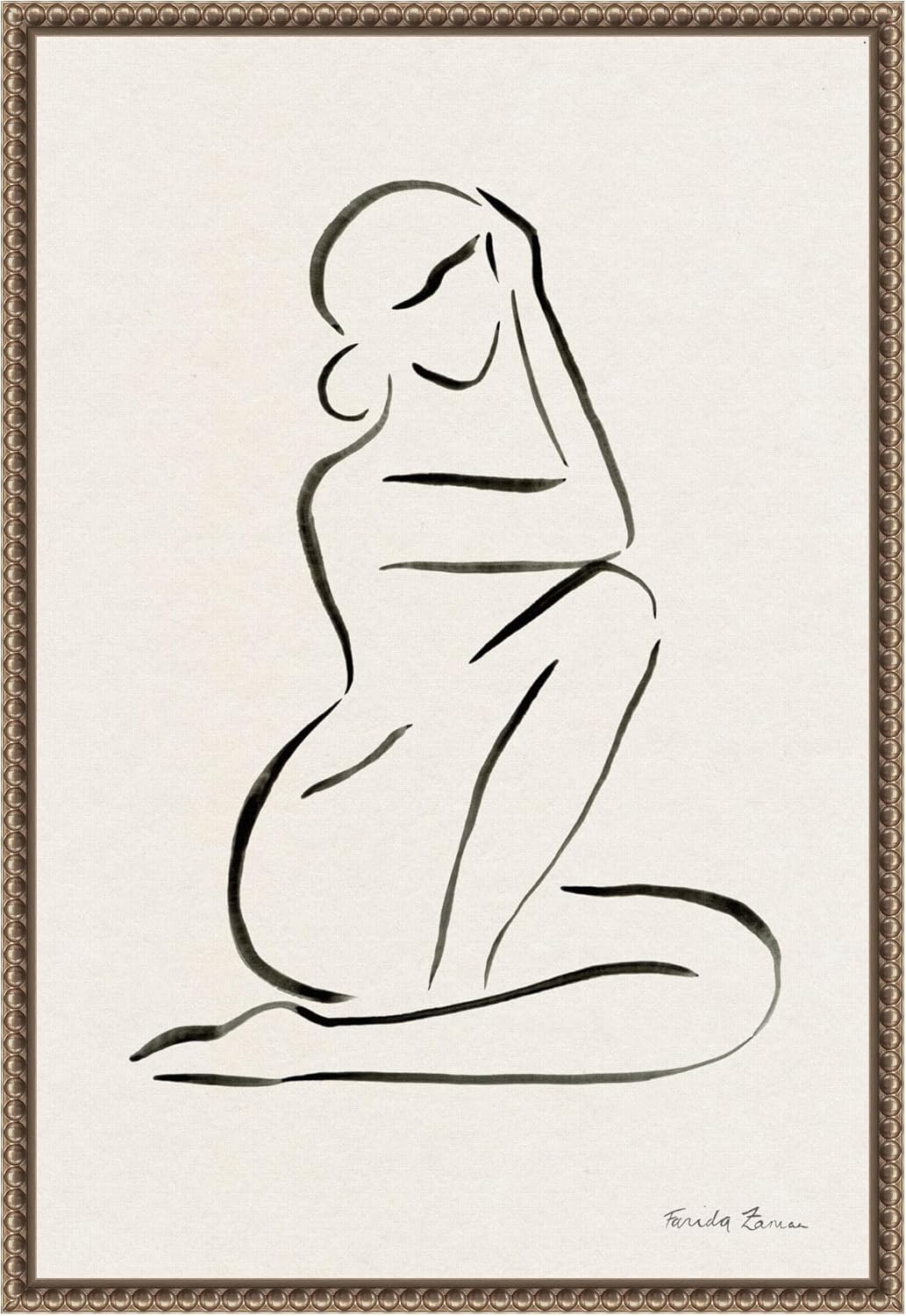 Amanti Art Framed Canvas Wall Art 33x23 Nude Lady Line Drawing I, Framed Wall Art Canvas, Abstract Artwork, Traditional Decor, Large Poster Painting for Living Room, Bedroom, Bathroom, Kitchen