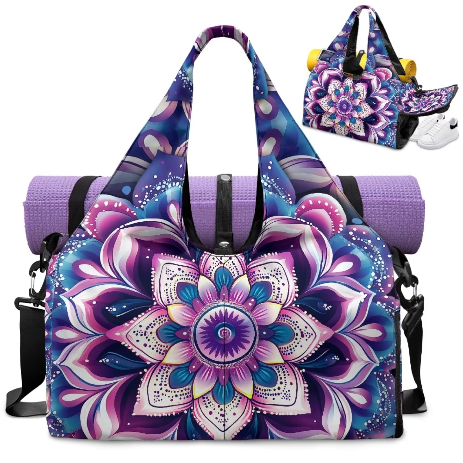 Yogatasche für Damen mit Yogamatten-Tragetasche und Schuhfach, Pilates-Schultertasche