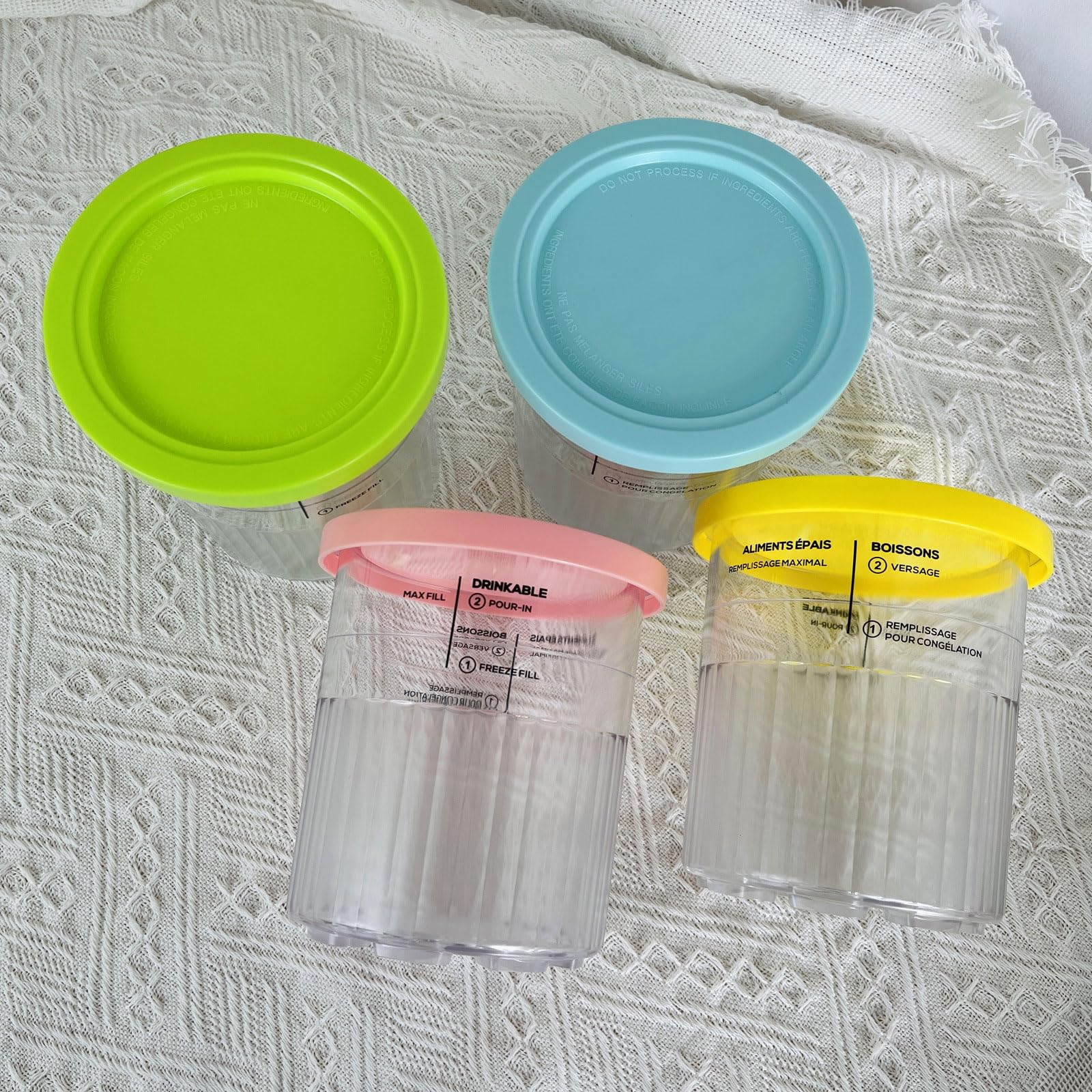 ASelected 4 Stück Behälter für Ninja Creami Eismaschine, 680 ml Eisbehälter mit Deckel für NC500 NC501-Serie Eismaschine Zubehör Creami Behälter Spülmaschinenfest