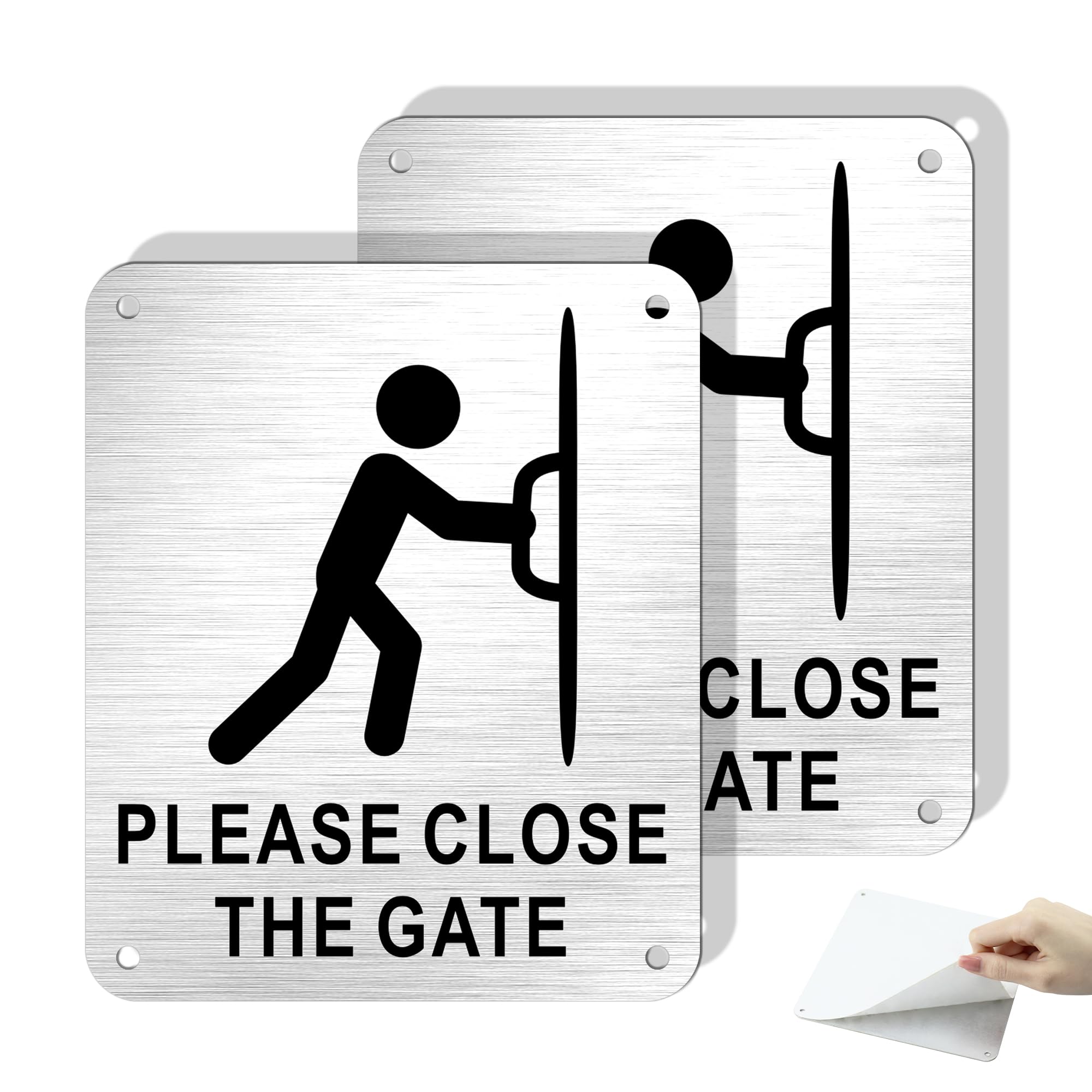 Hivia 10x12cm Please Close Gate Sign 2-Pack, Outdoor Aluminium