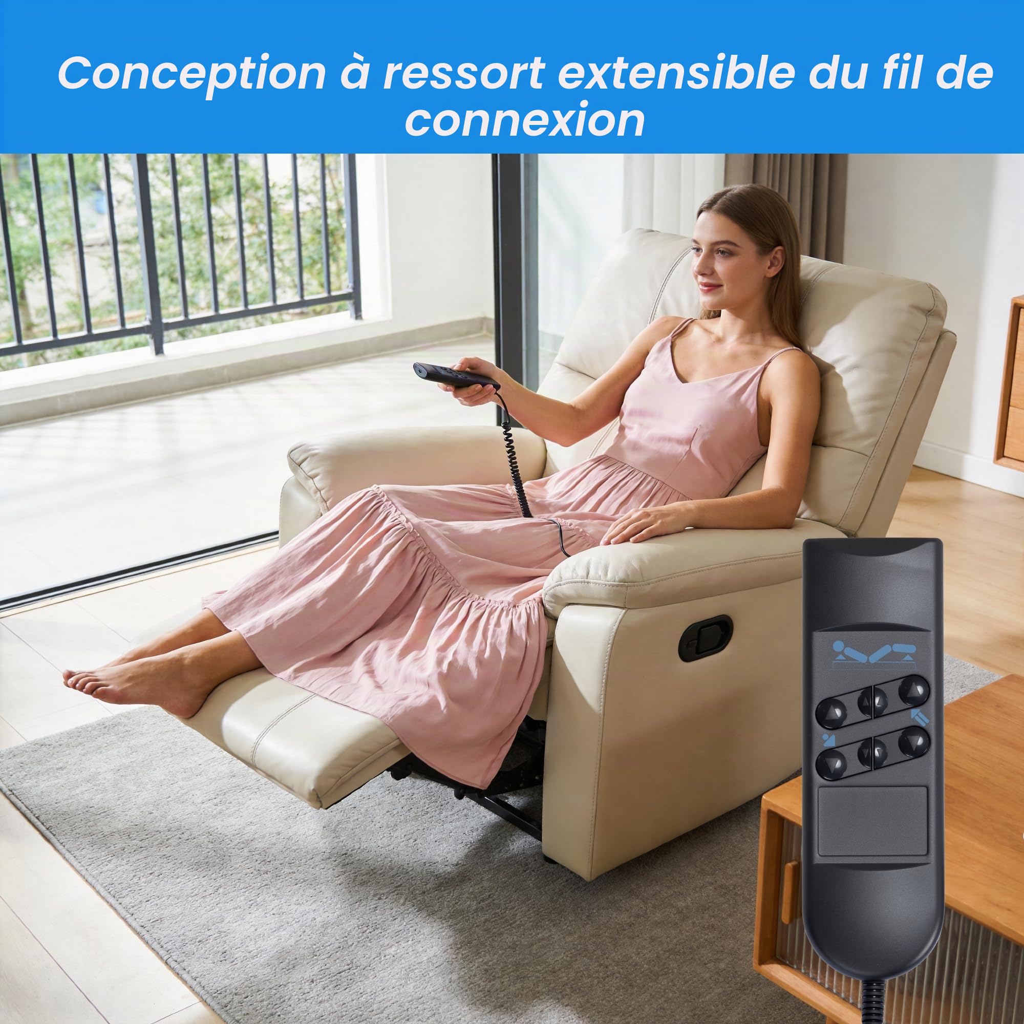 Fromann Télécommande de rechange pour fauteuil inclinable avec 6 boutons 5 broches pour lit d'hôpital réglable avec moteur Okin Okimat II