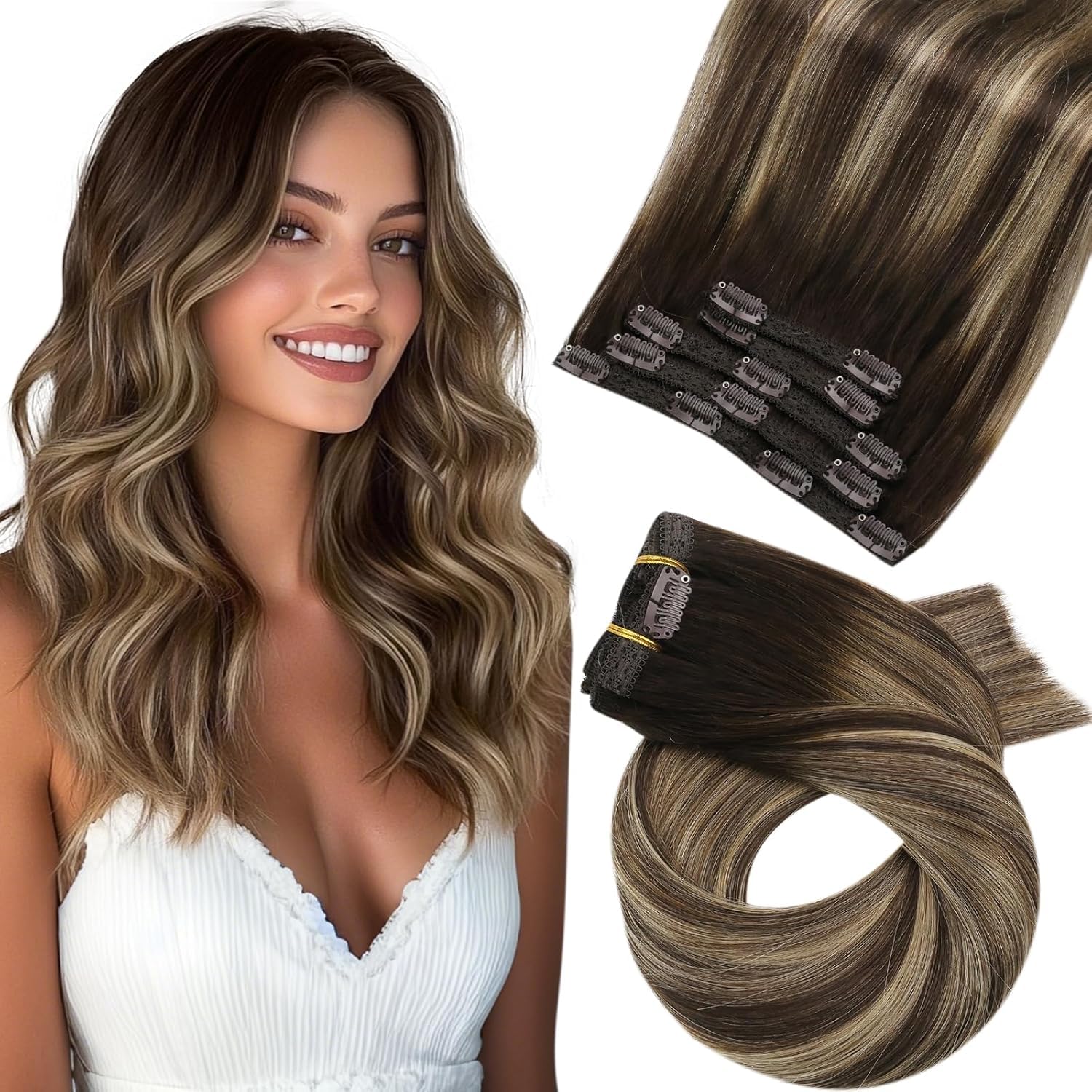 Moresoo Clip in Extensions Echthaar Haarverlängerung Echthaar Extensions Clip