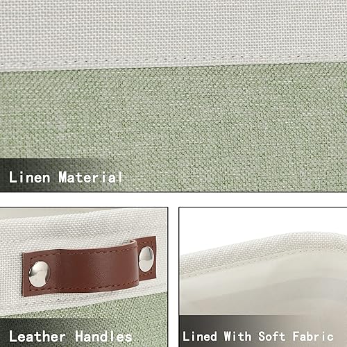 Vista 127 de HNZIGE - Canastas pequeñas de tela para organización (paquete de 6) canastas plegables de almacenamiento para estantes, armarios, lavandería, Asas