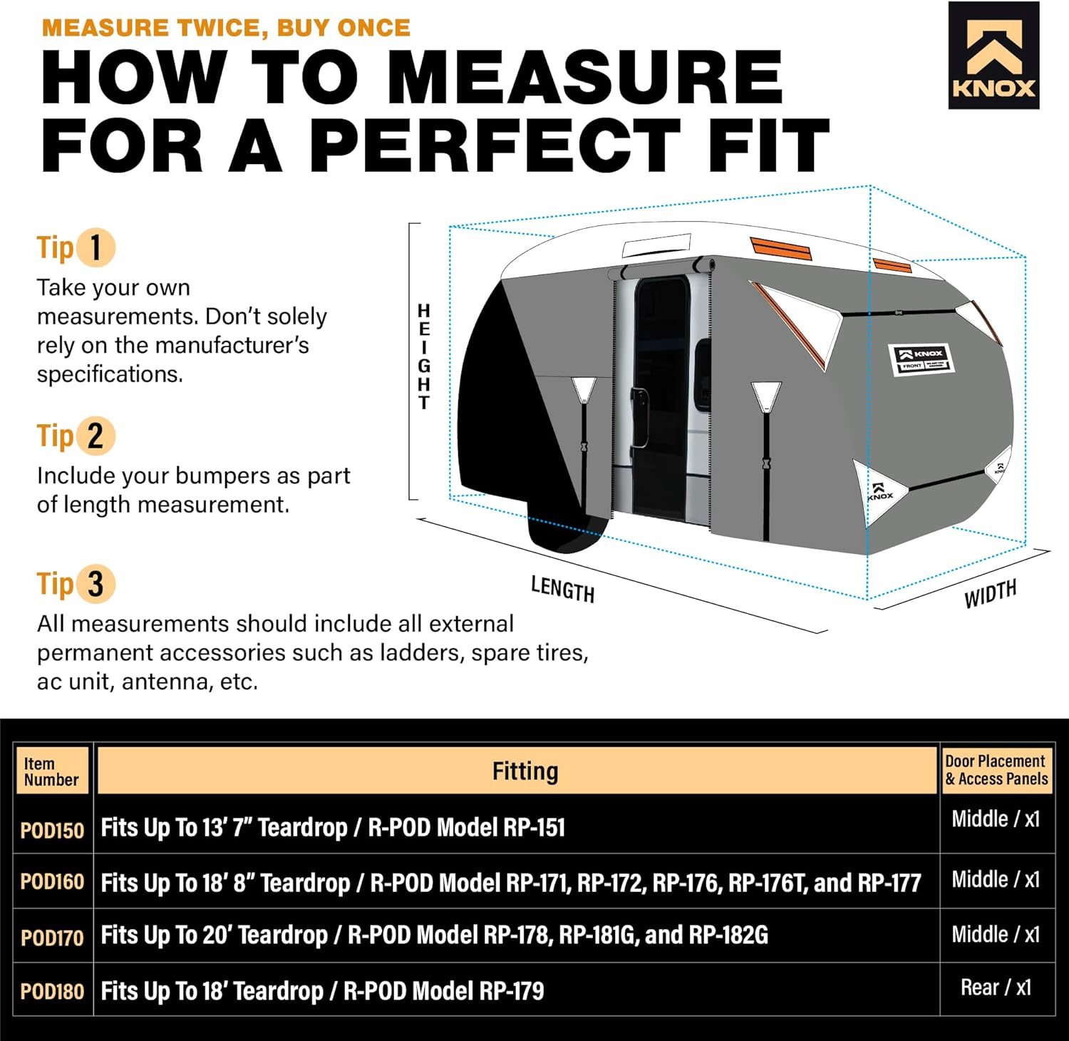 3rd Gen R-Pod Cover, Anti-Tear 7 Layer APEX Fabric, Fits R-Pod Travel Trailer, RV and Motorhome, Includes Propane Cover, Tire Covers, Ladder Cover and Windproof Ropes, Fits Up to 20' Trailers
