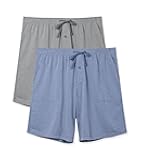 Men’s Ultra Soft & Quick Dry Sleep Shorts Cotton Blend Pajama Shorts with Pockets and Fly, 2 Pack