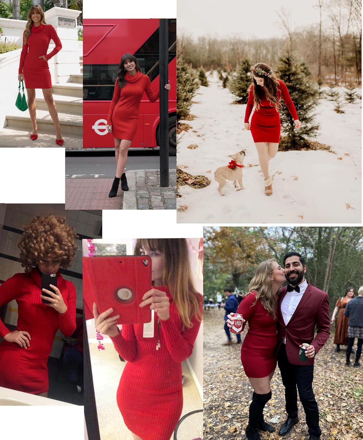 v28 Sweater Dress for Women Ribbed Knit Fitted midi Sexy Fall Winter Bodycon Cowl Neck Dresses - Image 4