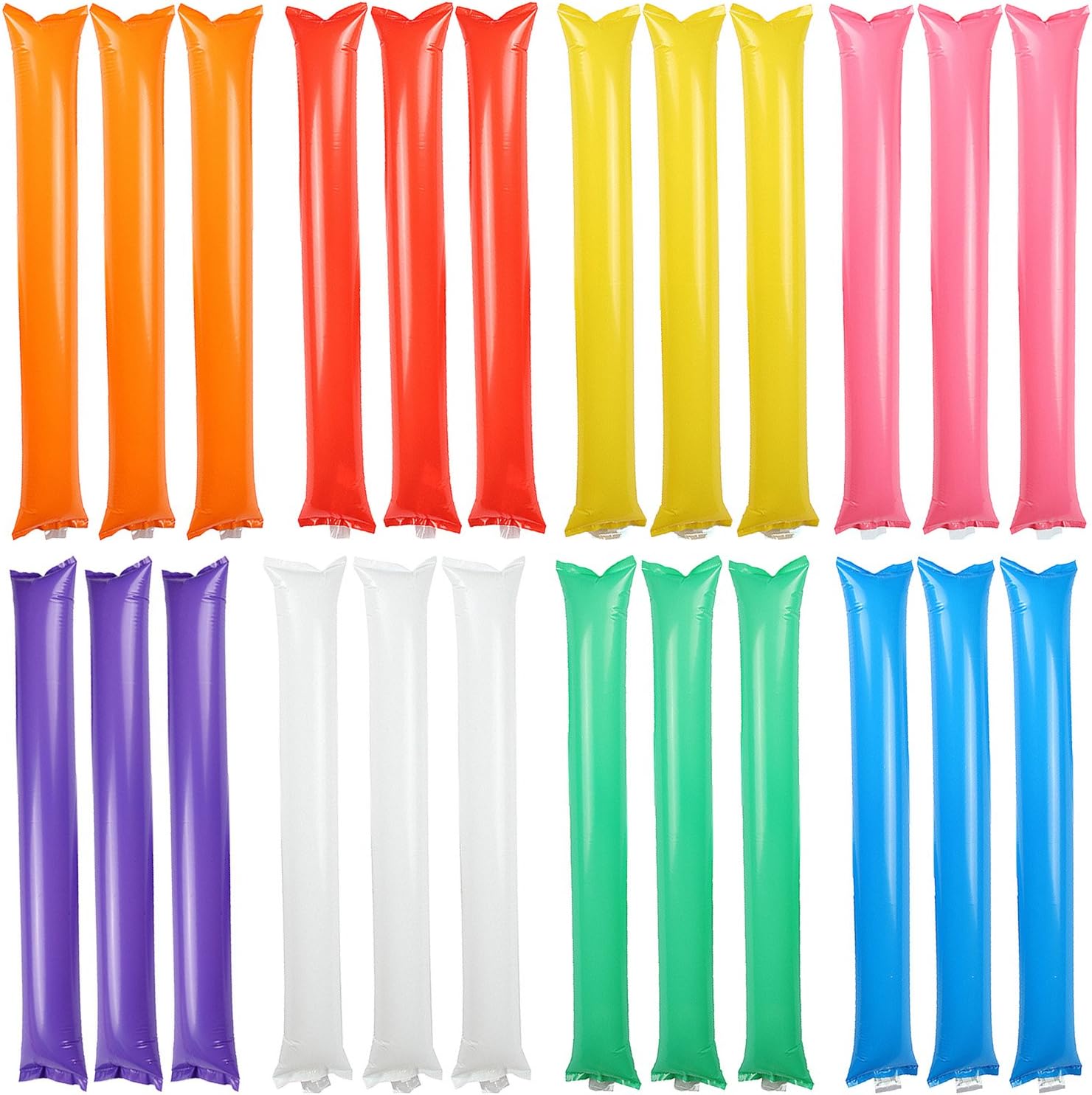 Sasairy 24 PCS Thunder Sticks Inflatable Stadium Noisemakers, Mix Color Bam Bam Thunder Cheer Sticks, Cheerleading Plastic Clap Hands Outfit, Stuffed Club Cheer Refueling Bar, Inflatable Noisemakers