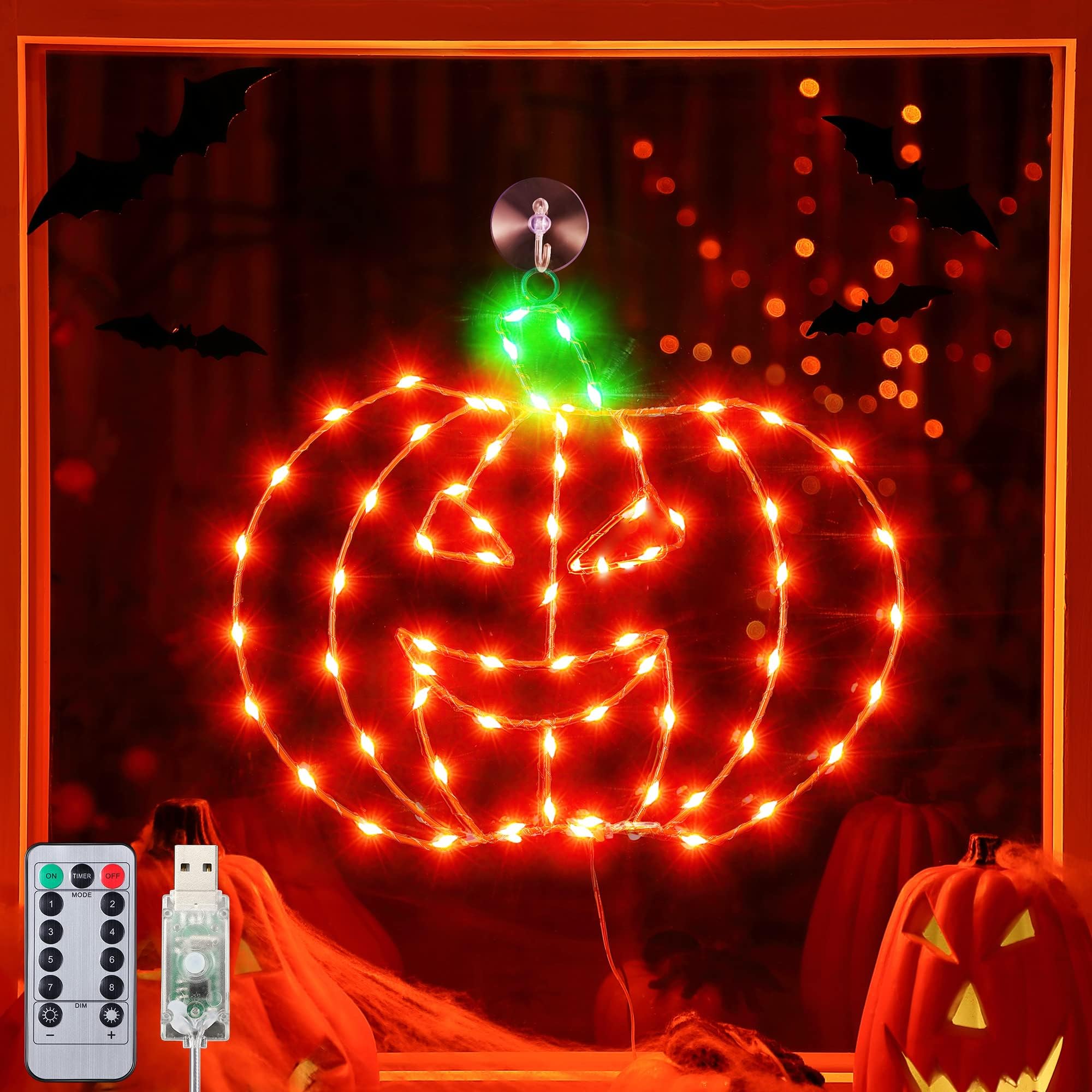 Northlight Lighted JackOLantern Halloween Pumpkin Window Silhouette Decoration, 14