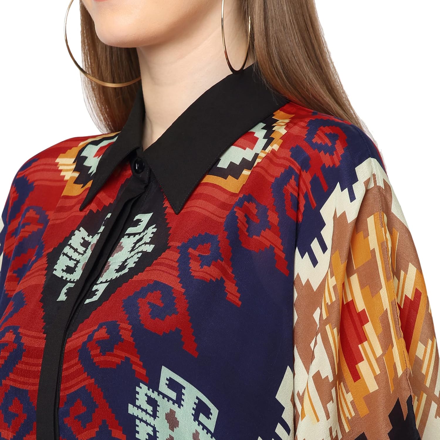 Diwali Sale Cloth Haus India Womens Kilim Printed Velvet Short Kaftan