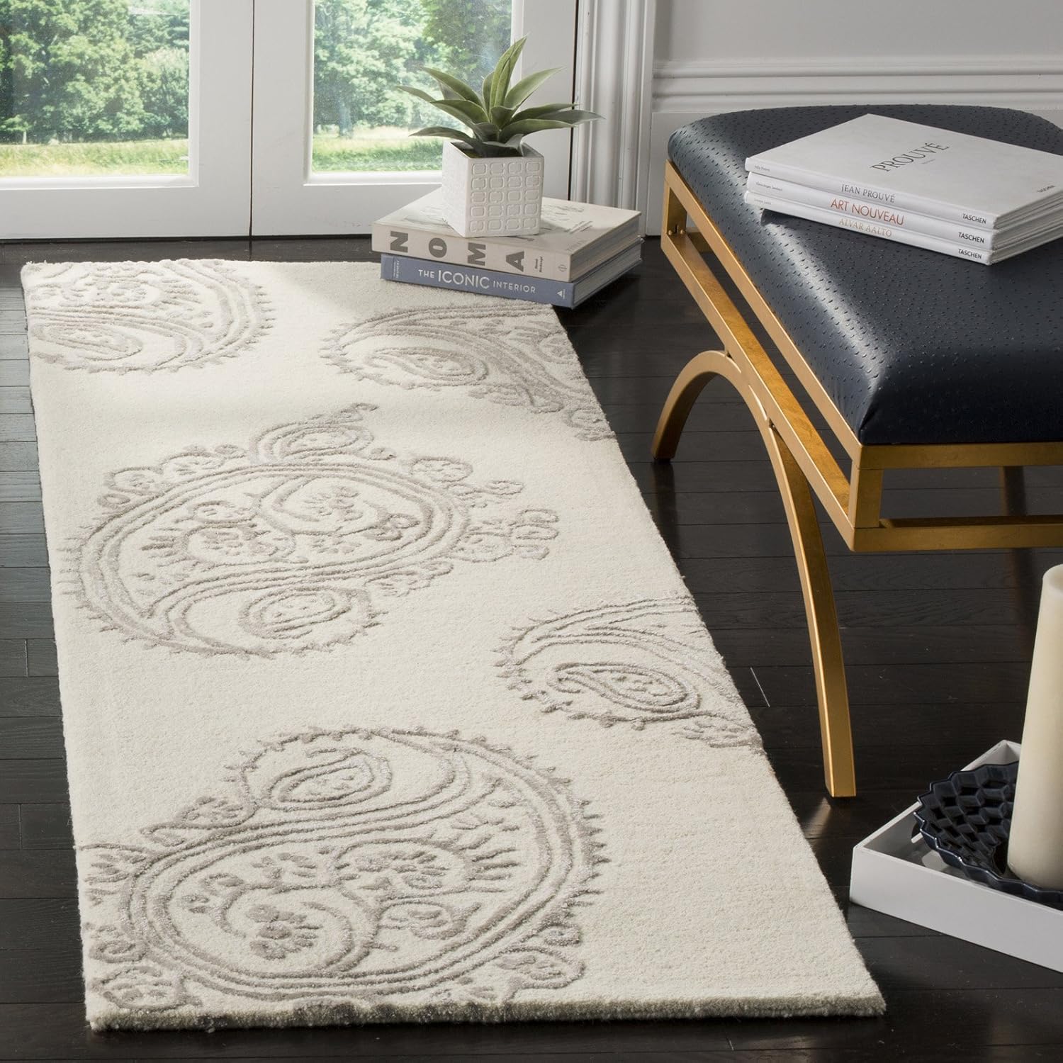 Ivory Beige 6' x 9' Hand-Tufted Wool Viscose Area Rug