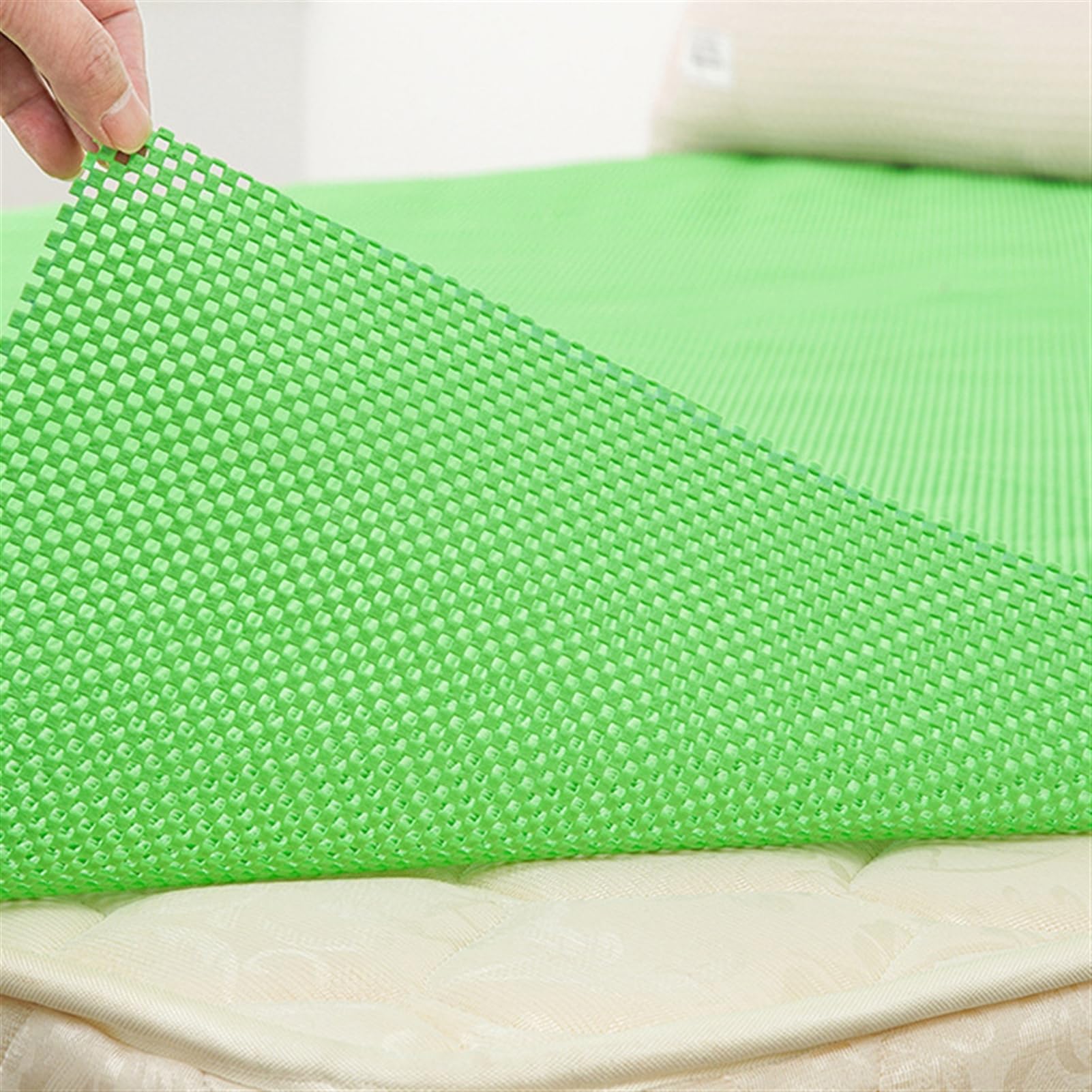 GIBZ Shelf Cabinet Liner Non-Adhesive, PVC Kitchen Liner, Washable Easy to Cut Drawer Mat for Kitchens Cupboard, Green, 85x100cm