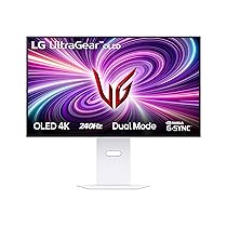 LG UltraGear OLED 32GS95UV Monitor Gaming 32″, UHD 4K (3840×2160) 240Hz, 480Hz in FHD con Dual Mode, 0,03ms (GtG), G-Sync, FreeSync Premium Pro, HDR 400 True Black, HDMI 2.1, DisplayPort, Bianco