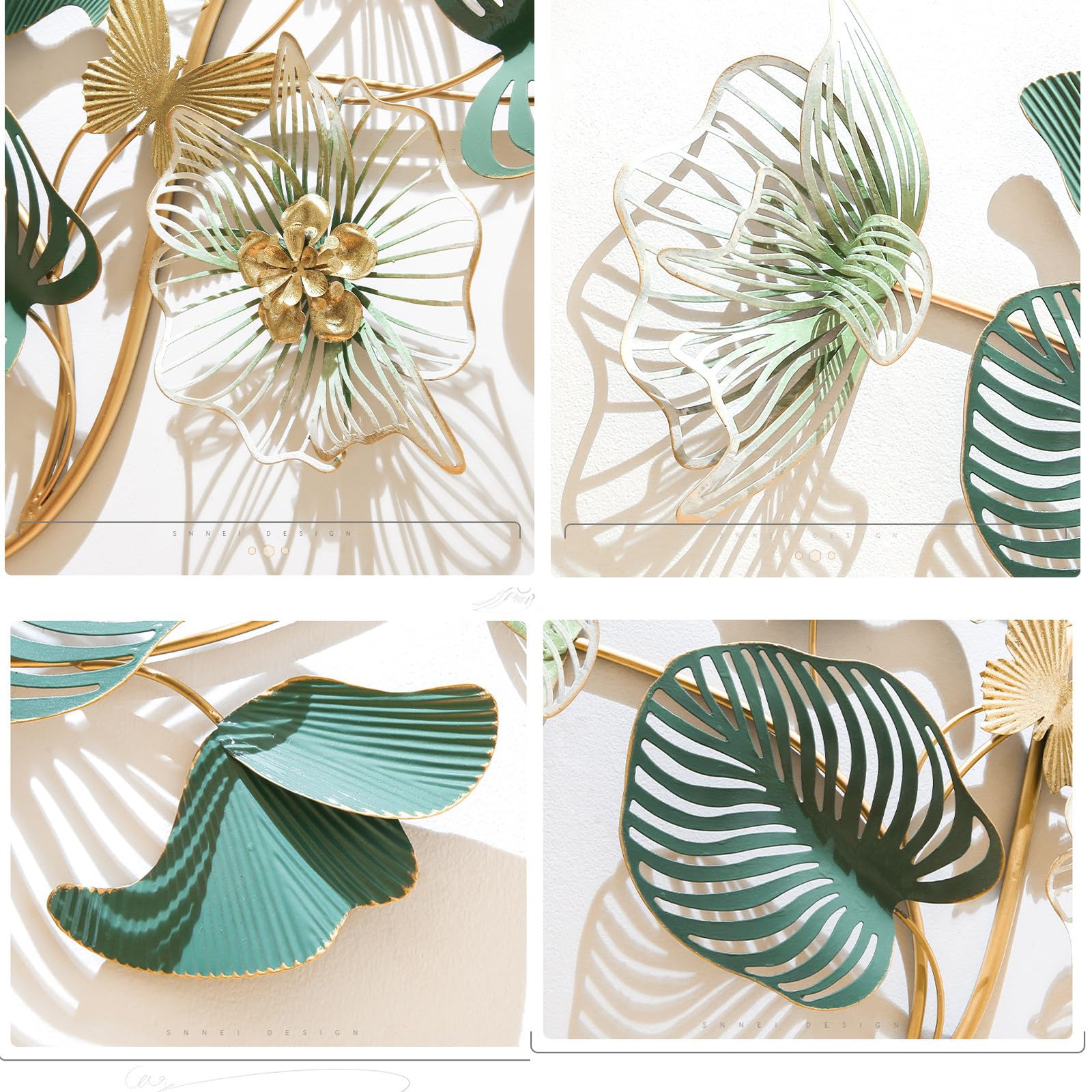 Esculturas de Pared de Metal, Decoración de Flores Metálicas, Decoración de Arte de Pared Moderno para Hojas de Estar de Sala de Estar Decoración Colgante 89 X 53 X 6 cm