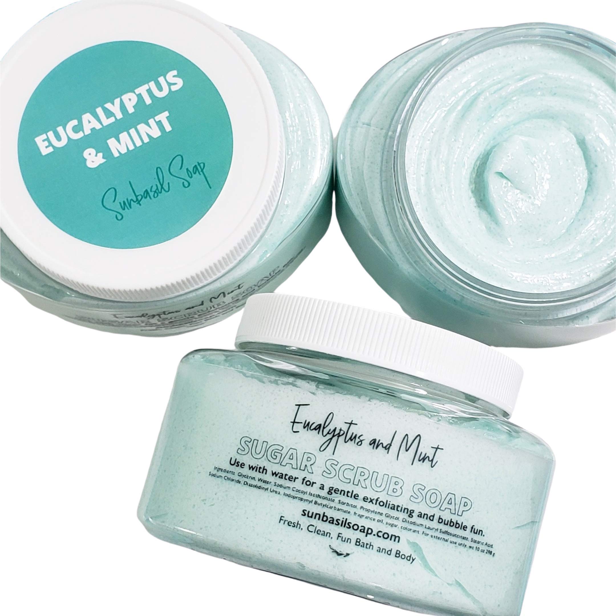 Sugar Scrub Soap Eucalyptus and Mint. Refreshing Spa gift for her