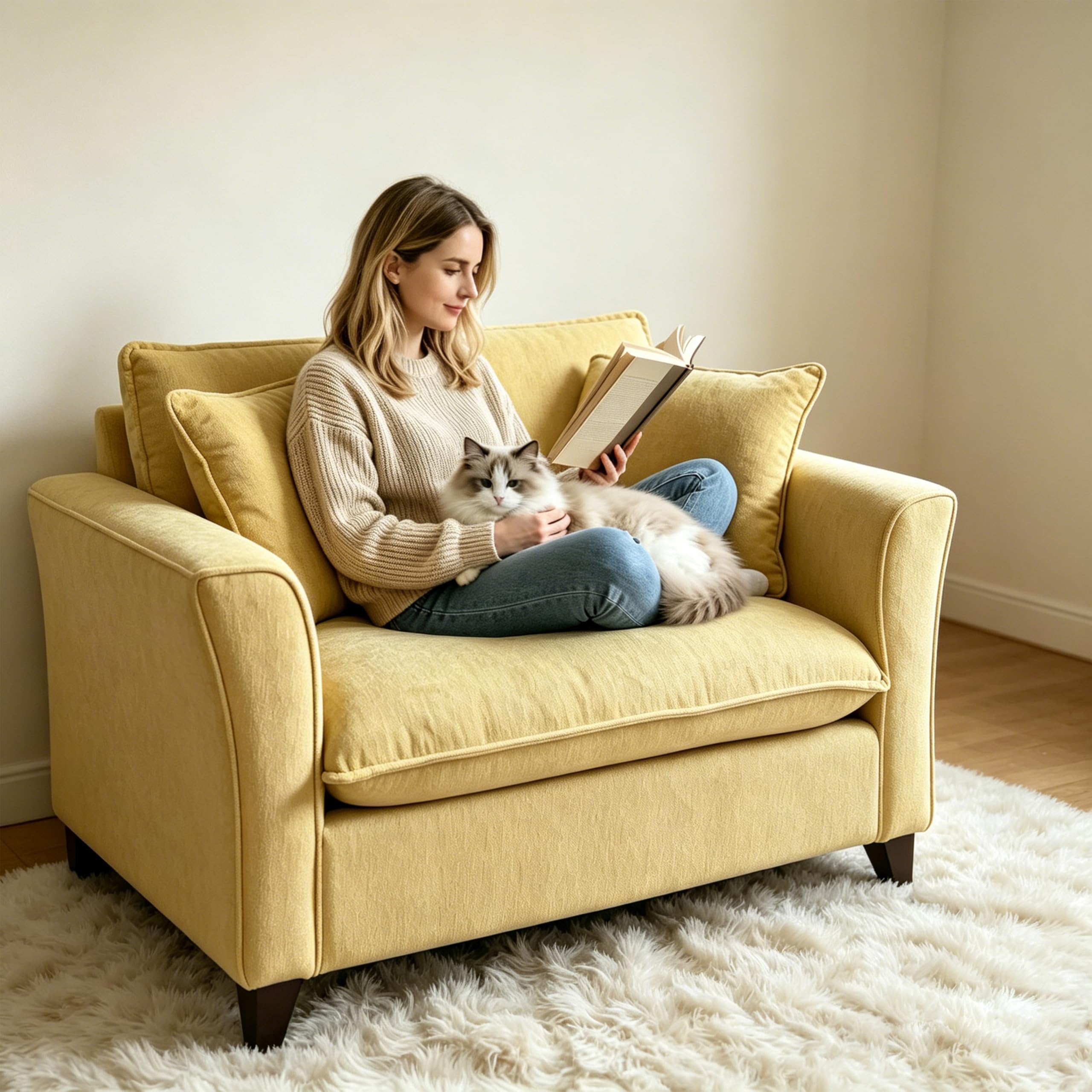 ERYE Chenille Accent Chair Mustard Yellow