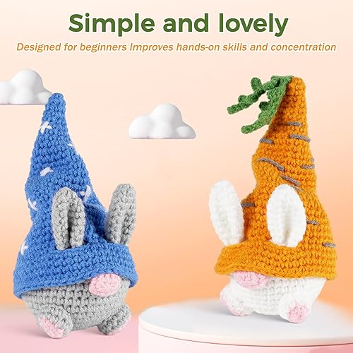 Miniatura 7 de PIPAPI Kit de ganchillo de Navidad para principiantes, 2 patrones de elfo de zanahoria, kit de tejido para adultos y niños con tutoriales en video