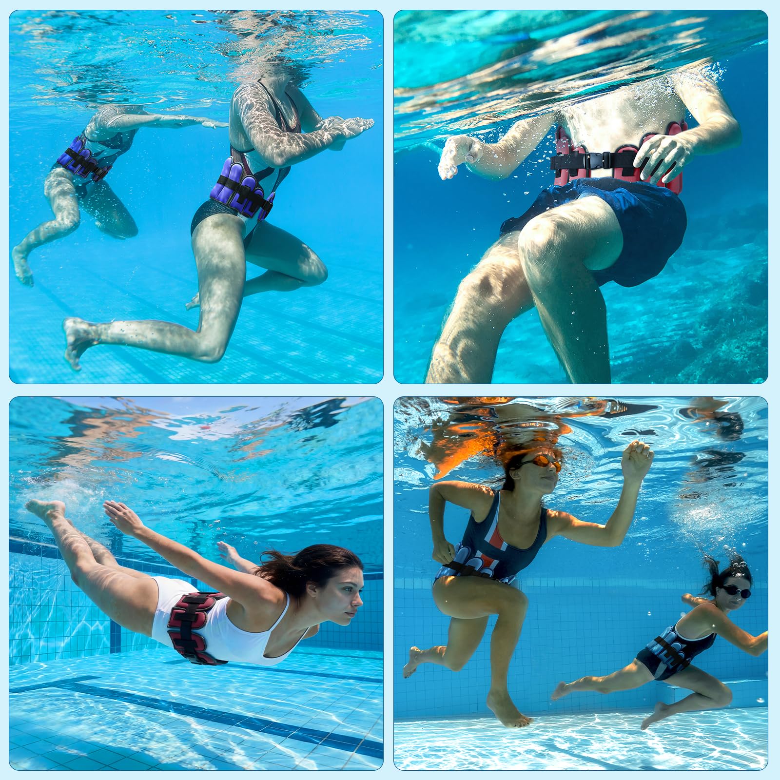Sportneer Ceinture de jogging Aqua pour adultes - Blocs réglables pour l'entraînement à la résistance à l'eau, ceinture de jogging aquatique pour exercices de piscine, aquagym