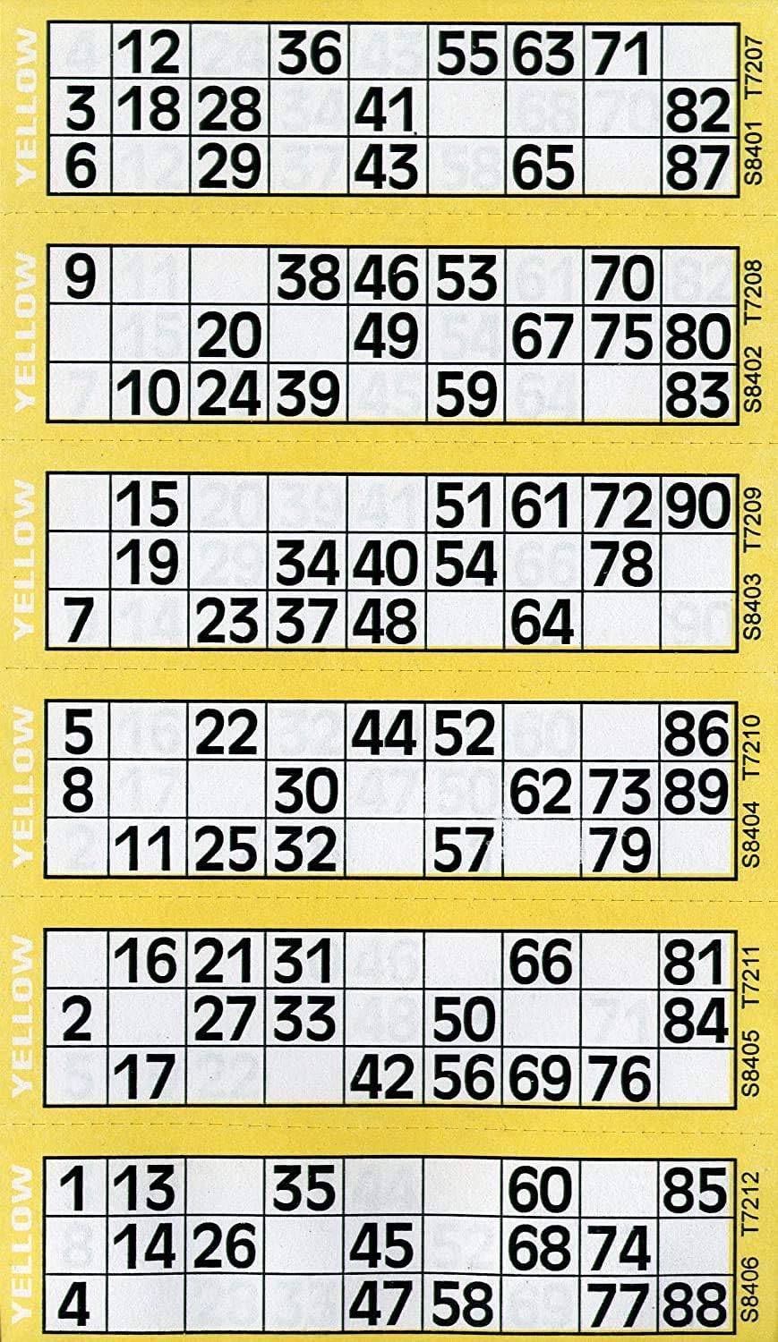 Jumbo Brand Bingo Single Tickets, 6 to Page View, Yellow