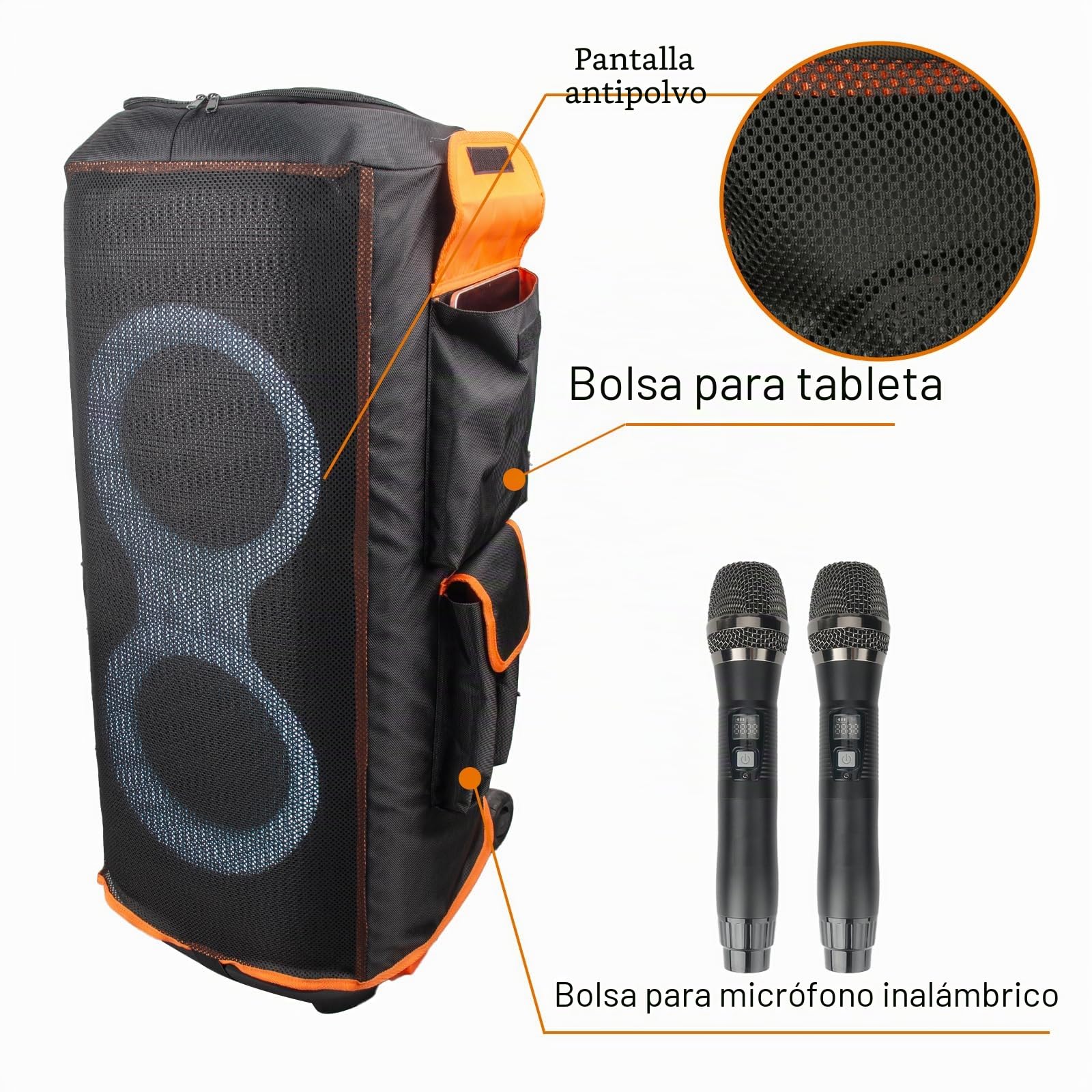 Funda protectora para altavoz PartyBox 710 de doble capa, resistente a los arañazos, carcasa a prueba de polvo, chaqueta de altavoz de ajuste personalizado, funda de malla transpirable, con 4