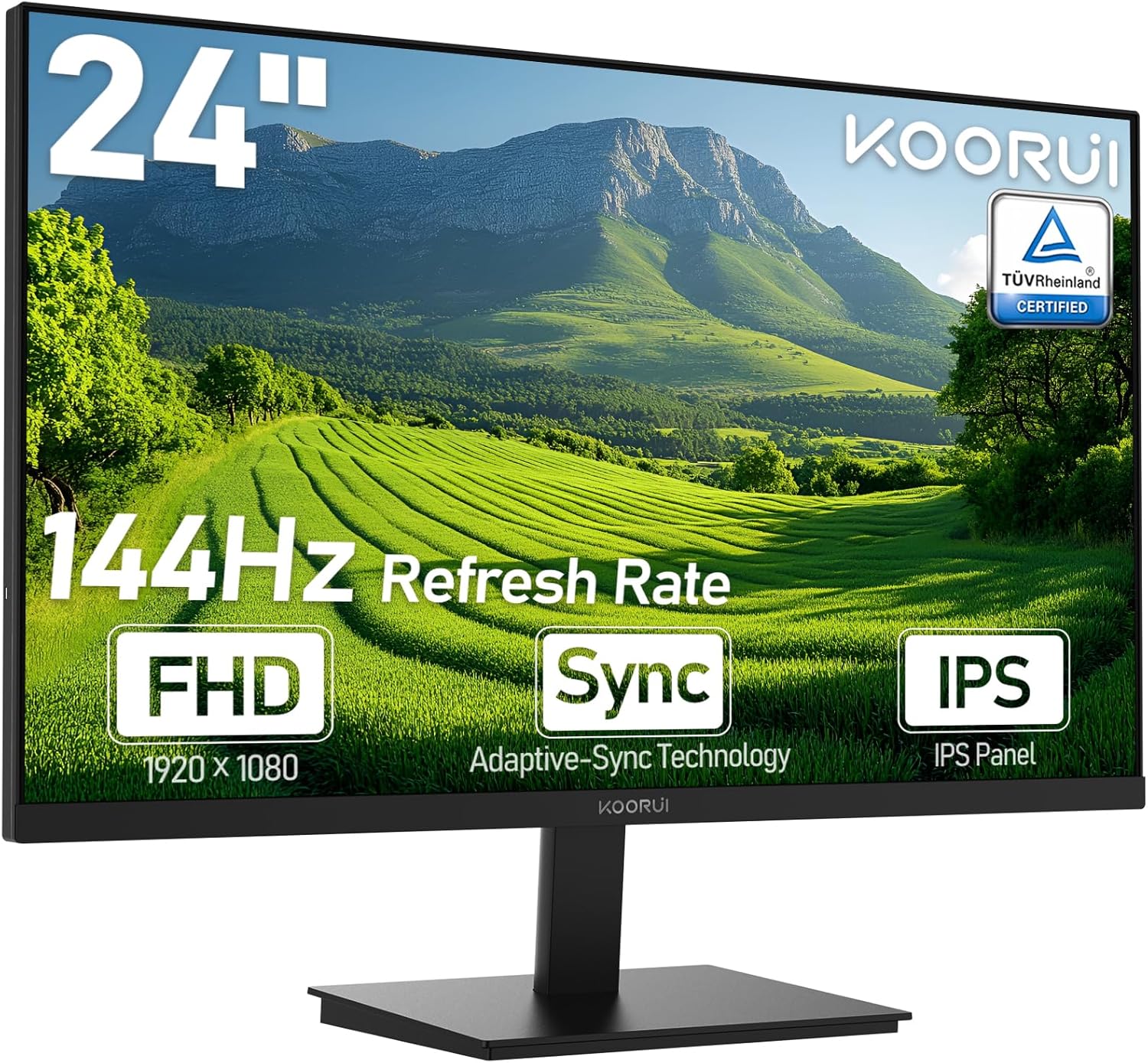 KOORUI Écran PC 24 Pouces Full HD (1920 x 1080), VA, 75Hz, 5ms, Mode Faible lumière Bleue, Angle de Vision de 178°, VGA et HDMI, Noir
