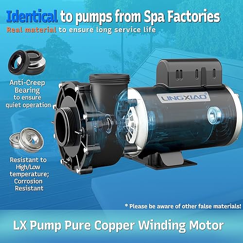 Miniatura 3 de Bombas de spa de bañera de hidromasaje de 2 velocidades, bomba SPA de 3 HP, motor de bomba de spa LX de 56 marcos 220-240 V, puerto de 2 pulgadas