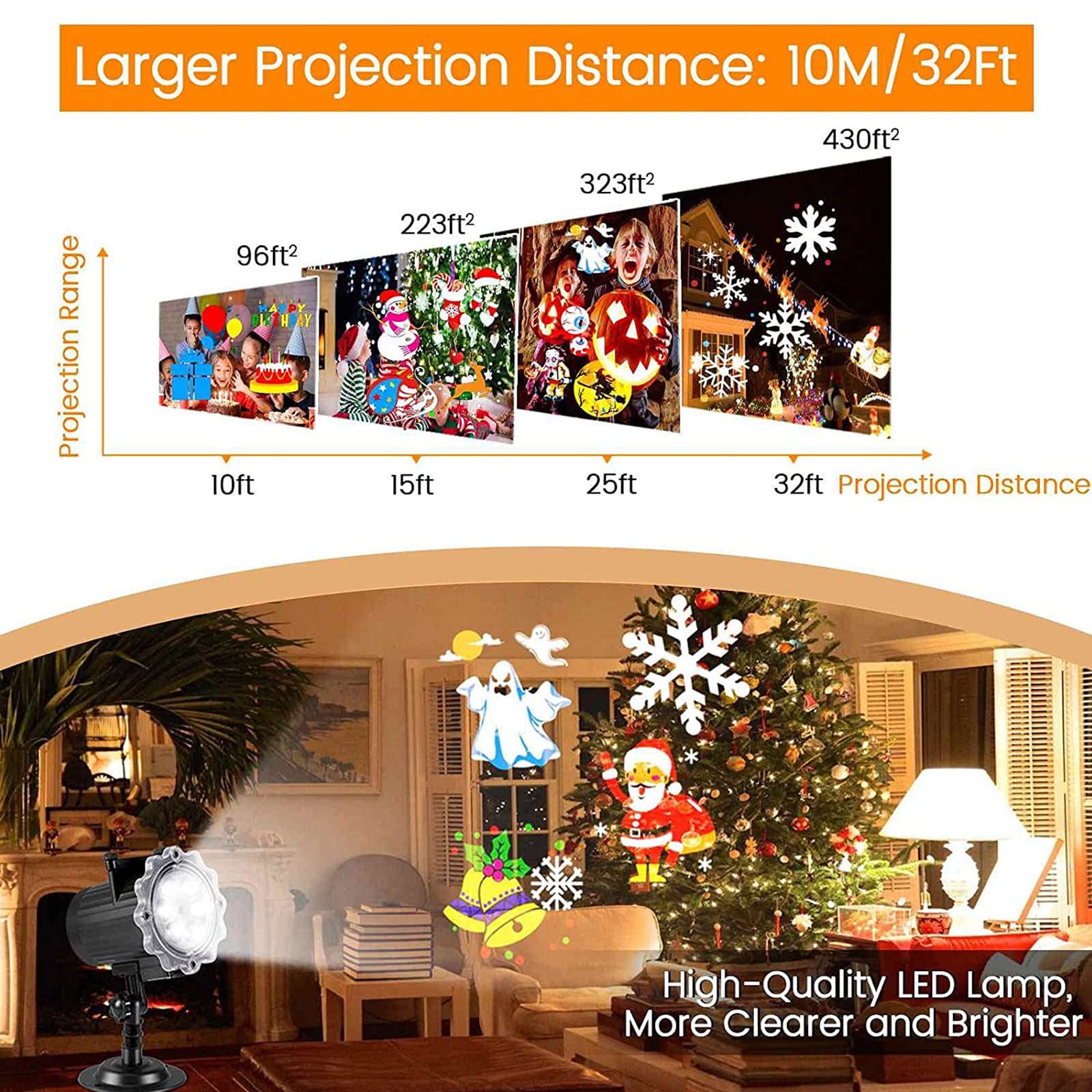 Luces De Proyector Navidad, LED Luz Proyector Exterior, Impermeable Lámpara De Proyección 12 Diapositivas, Decoracion Navidad Luz Proyector Nieve para Fiesta Halloween Valentín Festivos Boda