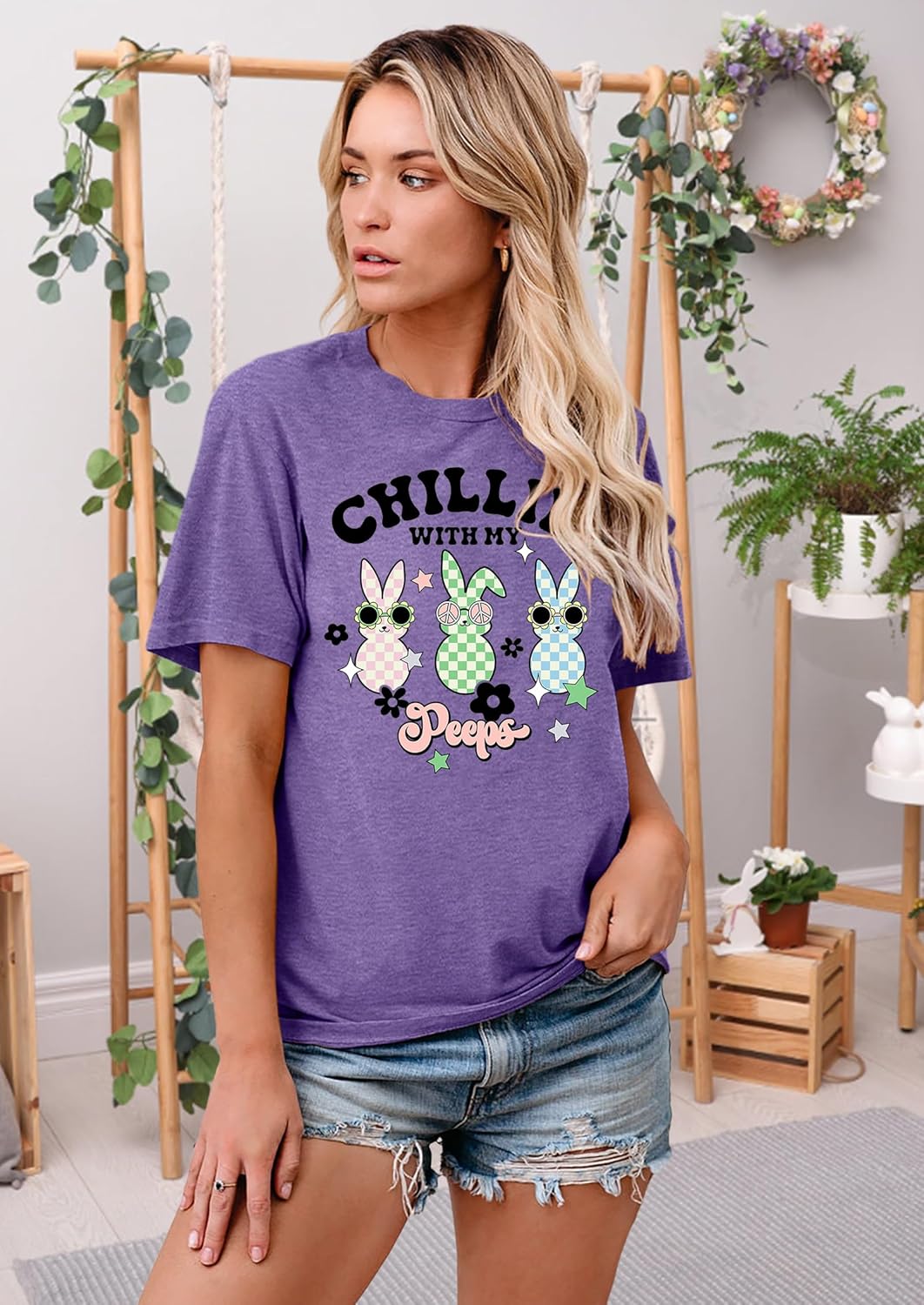 Easter Shirts for Women: Bunny T-Shirt Easter Shirt Rabbit Graphic Tee Casual Short Sleeve Tops - Image 4