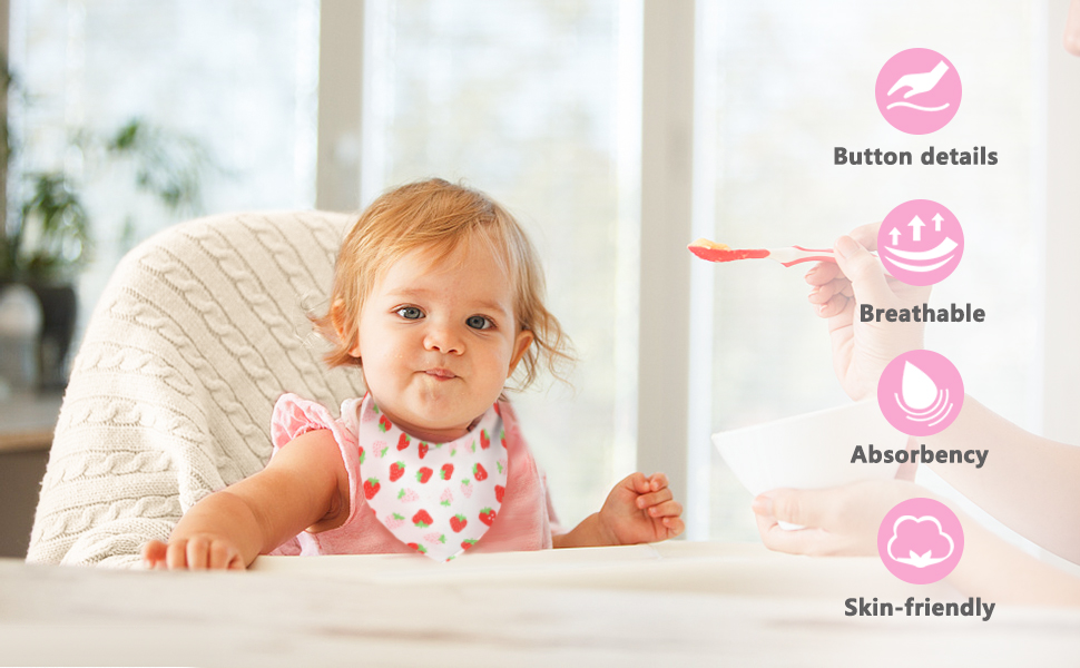 Bavaglini Bandana Neonato Set 10 Pezzi - 100% Cotone, Super Assorbenti, Con 2 Bottoni Regolabili - Foto 2