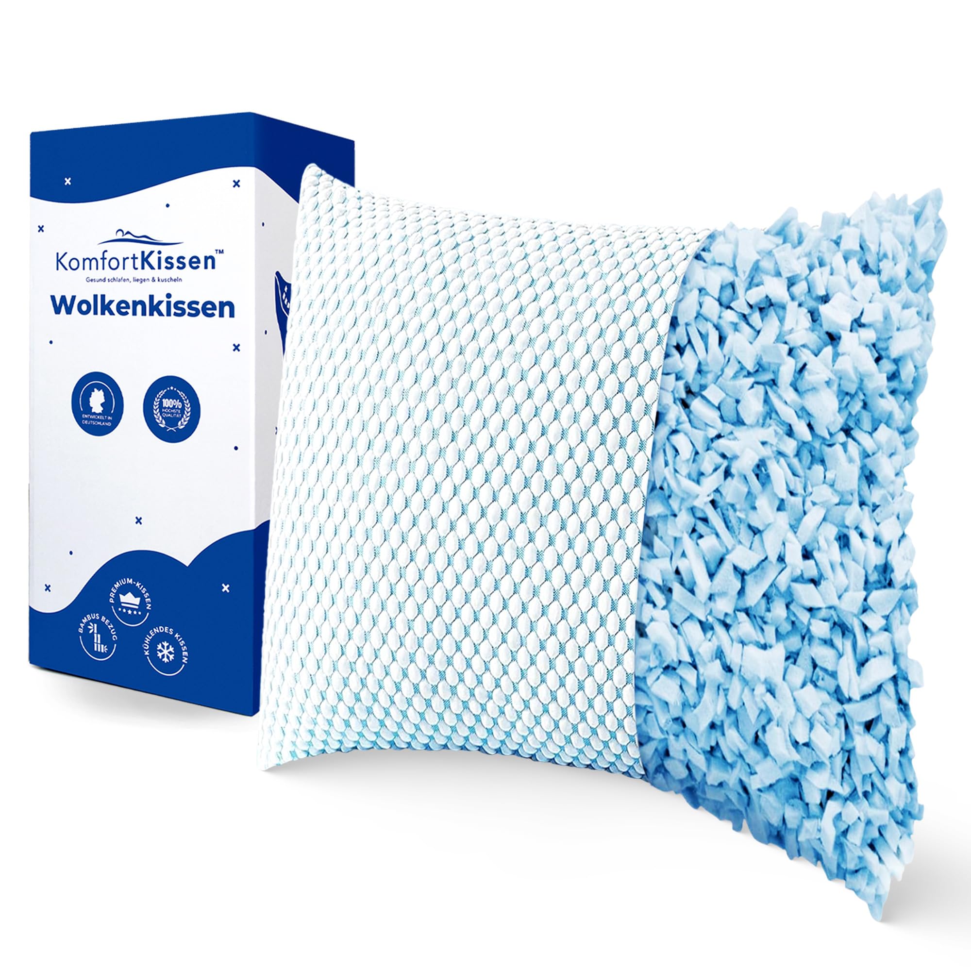 Cuscino in memory foam, 80 x 80 cm, morbido gel per chi dorme sul fianco, cuscino ergonomico a nuvola con rivestimento rimovibile