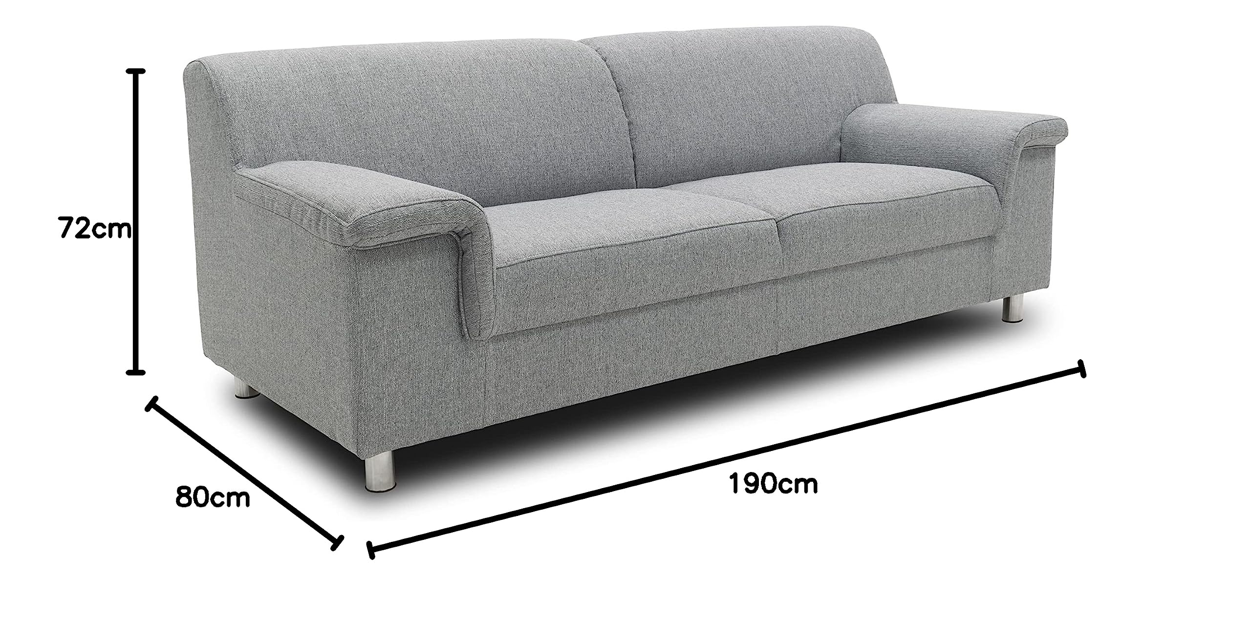 DOMO Collection Jamie Sofa 2er Couch, Garnitur 2 Sitzer, grau, 190 x 80 x 72 cm