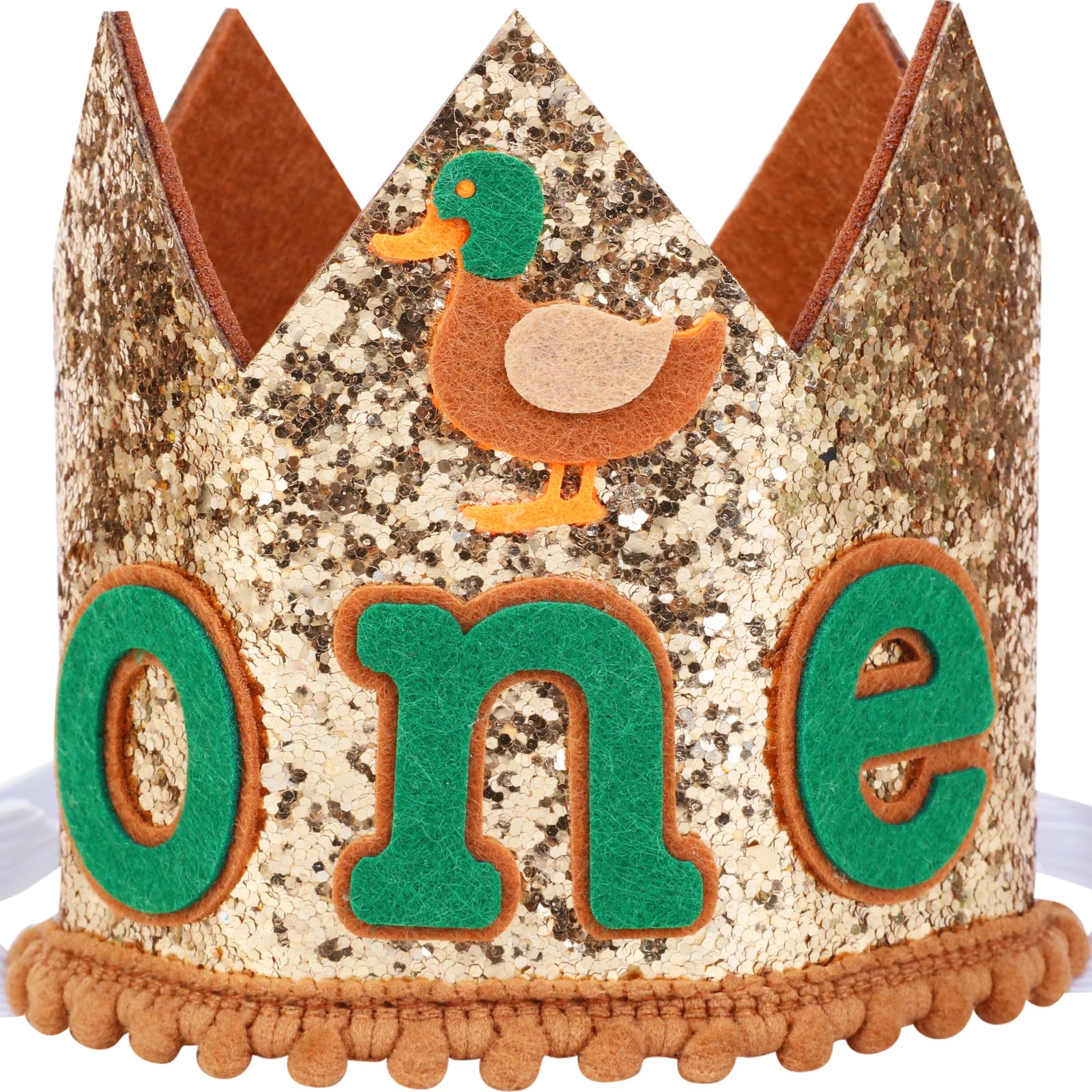Cheerupp 1st Mallard Duck Birthday Hat for Girls And Boys, Lucky Duck 1st Birthday Hat Crown for Mallard Themed First Birthday Party Decorations Supplies
