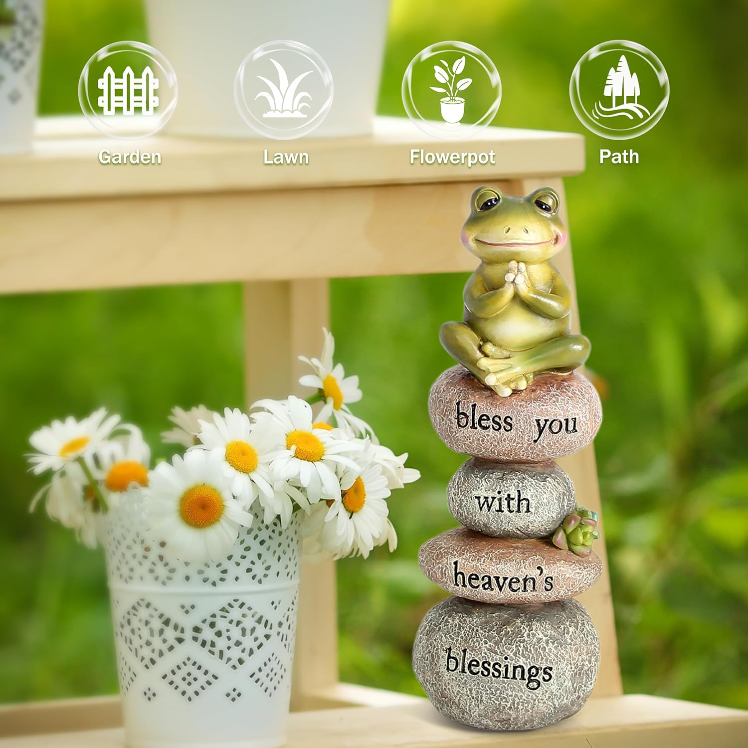 Garden Yoga Frog Statue Decor Meditation Zen Yoga Frog Figurines for Home and Garden Decoration, Gifts for Women Patio Yard Lawn Outdoor Sculptures, Bless You