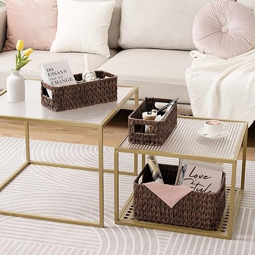 Miniatura 9 de GRANNY SAYS Cestas de almacenamiento para estantes, juego de cestas impermeables para organizar, cesta de mimbre para inodoro, cestas de mimbre con