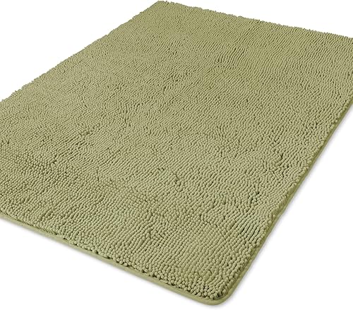 Miniatura 387 de Yeaban Alfombras de baño gris oscuro – Gruesas alfombras de baño de chenilla | Alfombras de baño absorbentes y lavables antideslizantes, alfombras