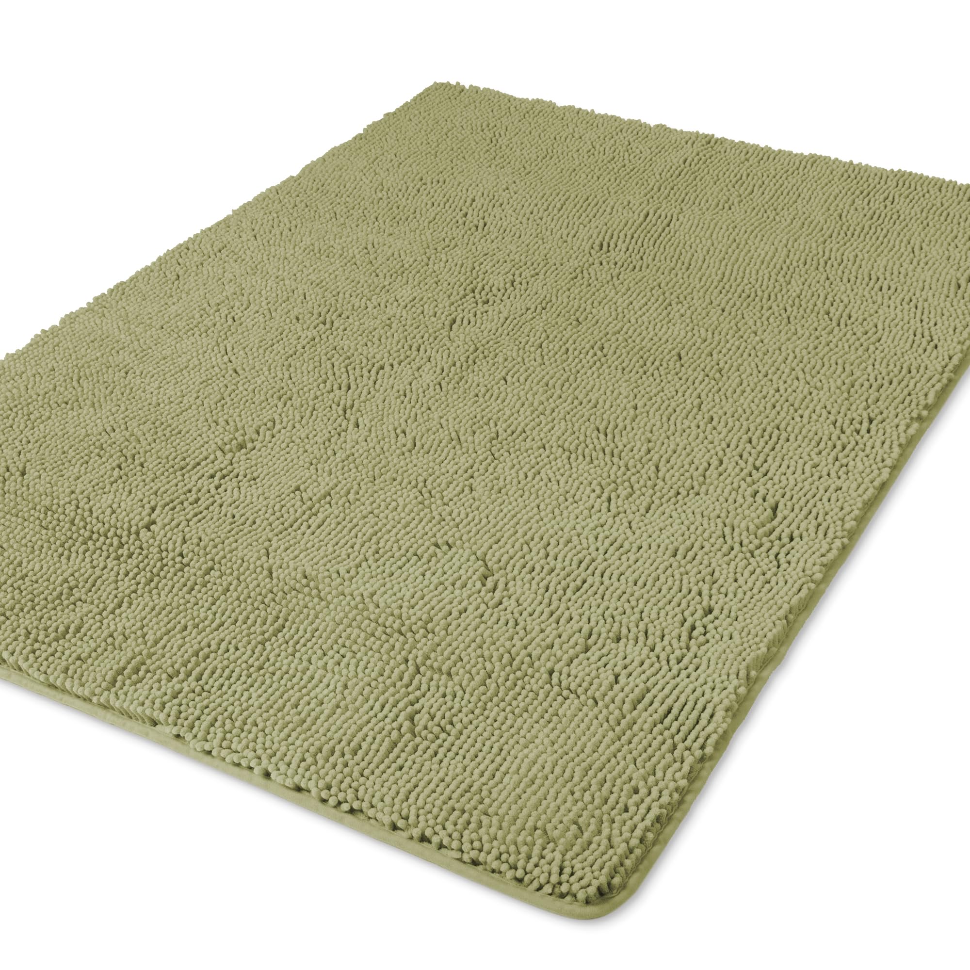 Yeaban Chenille Sage Green Bathroom Rug 40"x60",Non-Slip Rubber Backing