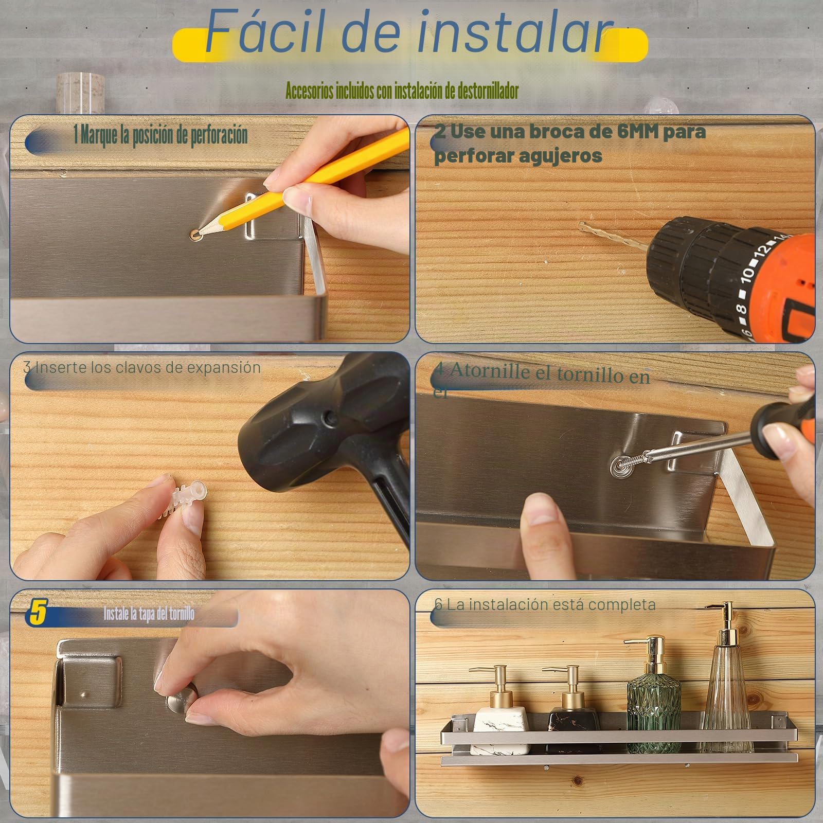 Lallisa 2 estantes flotantes de Acero Inoxidable para baño, Ducha, estantes flotantes montados en la Pared, Estante Organizador de Almacenamiento para baño, Cocina, Sala de Estar (50 cm, Plateado)
