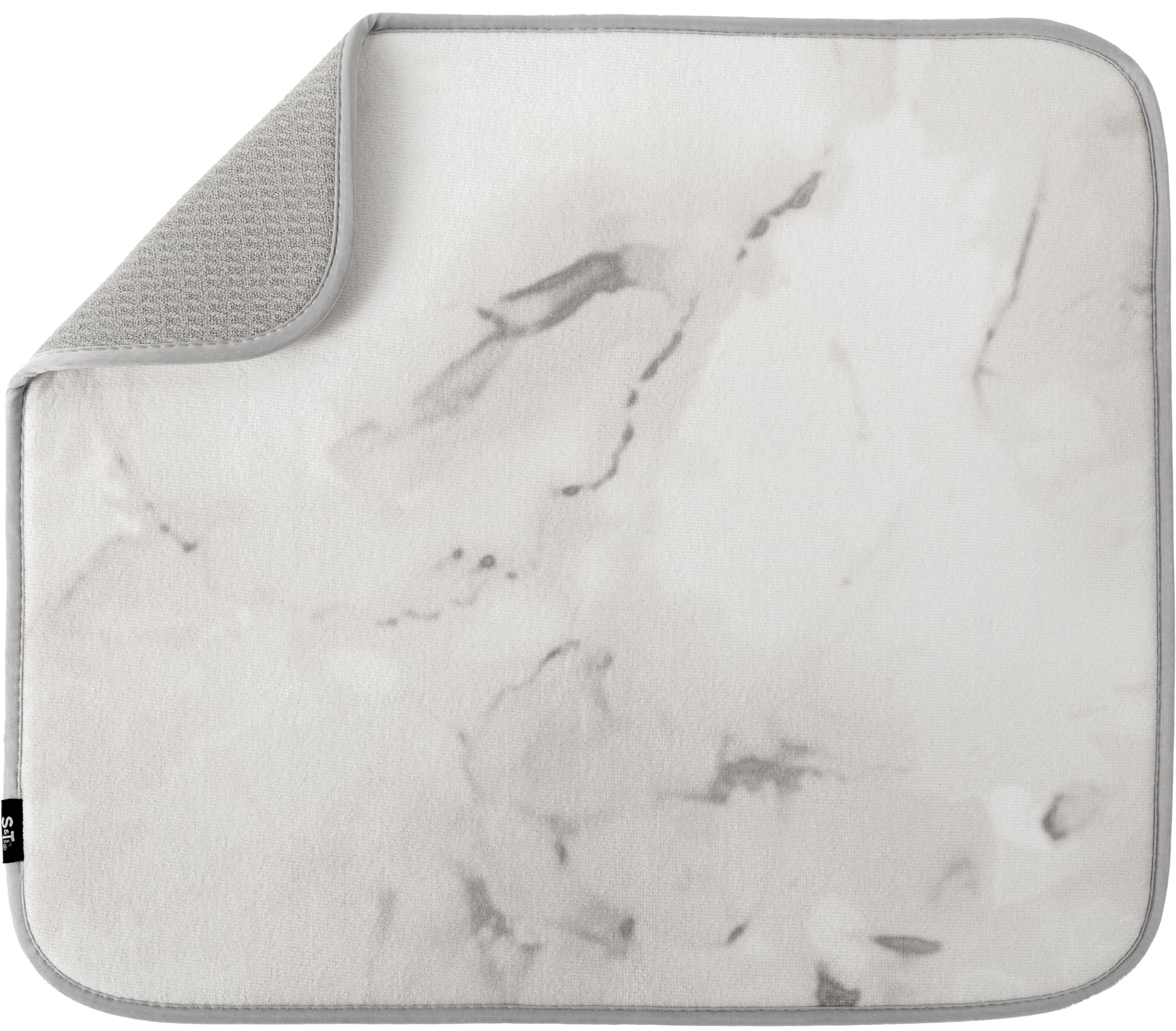 S&T INC. Dish Drying Mat, 16” x 18”, Absorbent Microfiber Kitchen Counter Mat, Dish Drying Pad for Dishes, Utensils, Pots and Pans, Large, Grey Stone