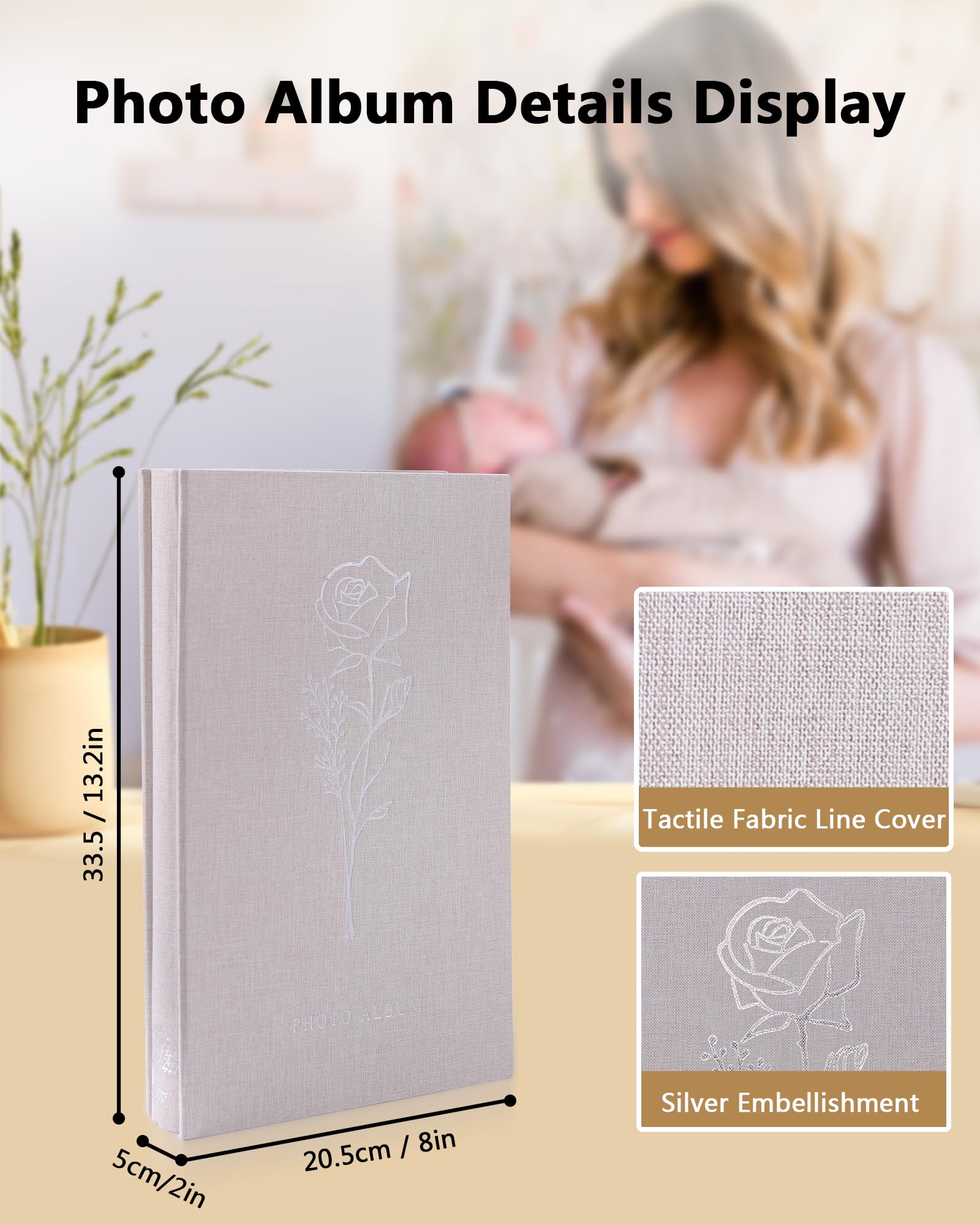 Album fotografico da 15 x 10 cm, 300 tasche, in lino, per familiari e anniversari di matrimonio, album per libri orizzontali, 10 x 15 cm, colore bianco