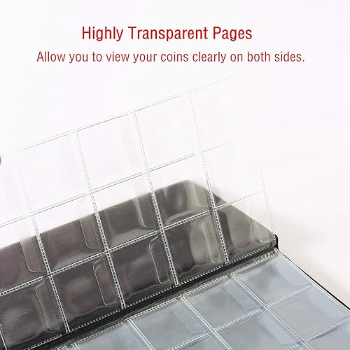 Miniatura 4 de Ettonsun Álbum de monedas de 150 bolsillos de 1.77 x 1.77 pulgadas, soporte para colección de monedas, álbum de colección de monedas para
