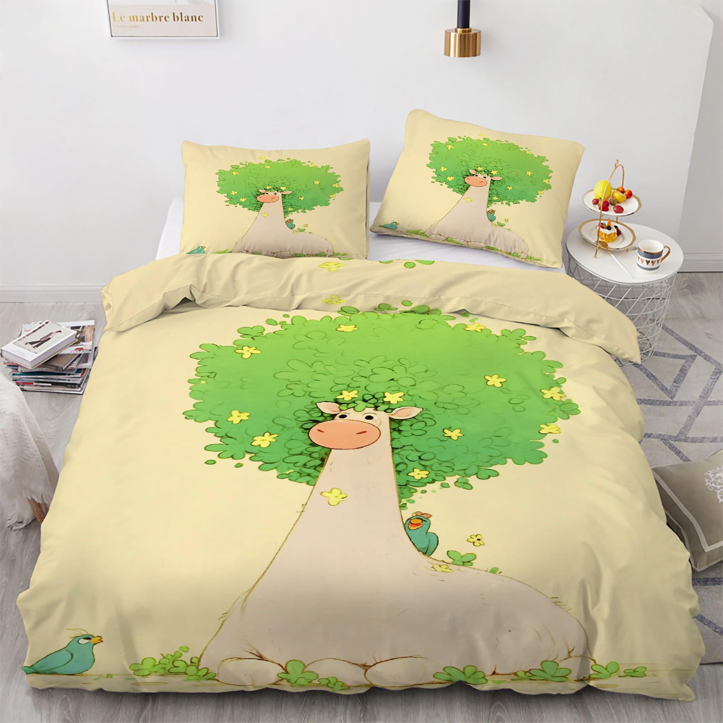 Housse de couette 160x200 panda avec sa parure de lit 3 pièces en microfibre noire et blanche