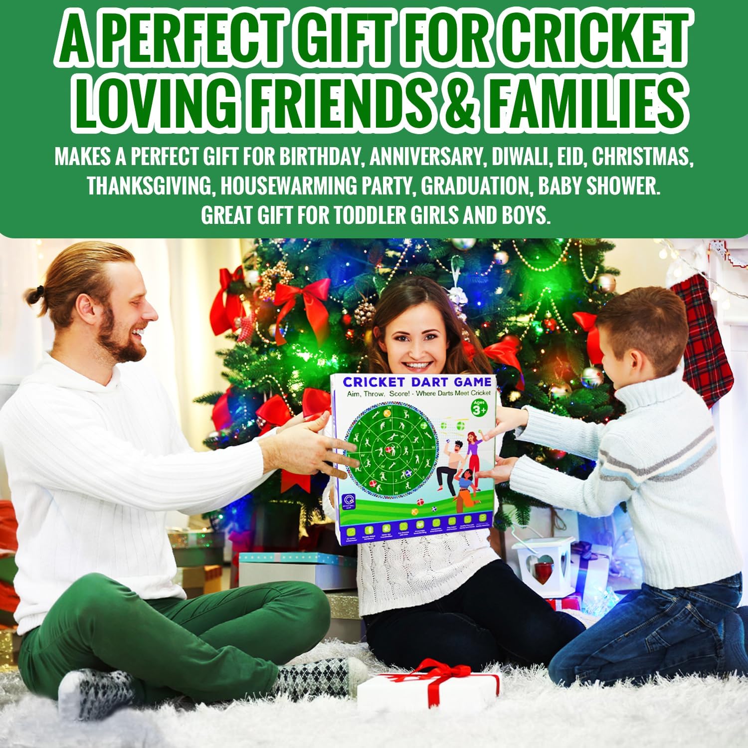 Cricket Dart Game, Double Sided, 29 inches, 24 Sticky Balls, Birthday Gifts for Boys and Girls, Gift for Cricket Lover, Play Indoor/Outdoor, Fun Party Game, Portable Design, for Ages 3+