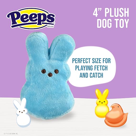 Peeps for Pets Green & Blue Peeps Plush Dress-Up Bunny Squeaky Dog Toys, Small Dog Toy Set