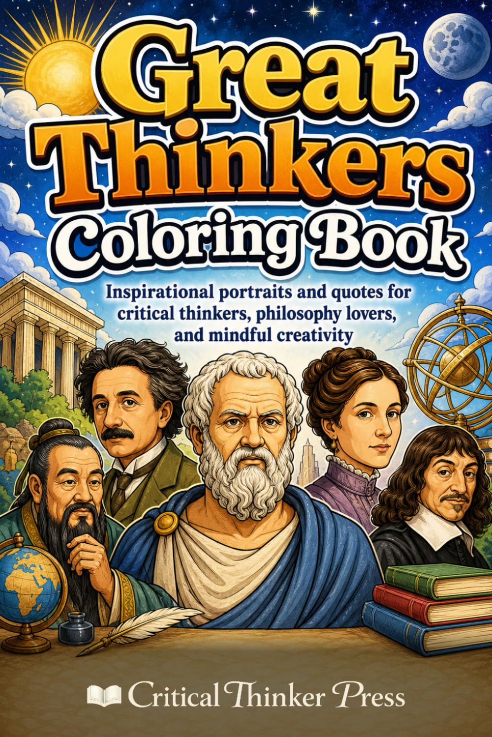 Great Thinkers Coloring Book: Inspirational portraits and quotes for critical thinkers, philosophy lovers, and mindful creativity